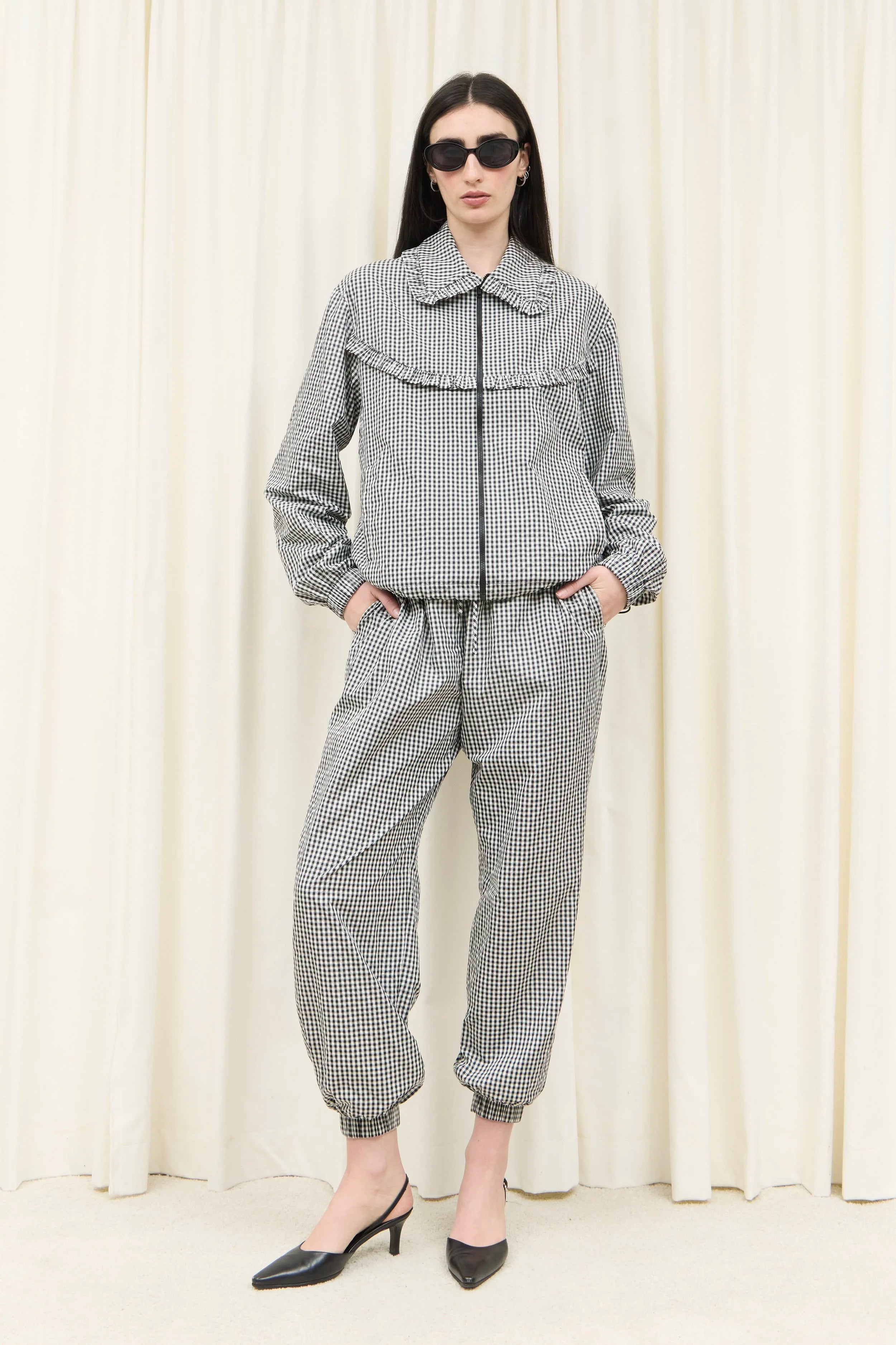Kennedy Ruffle Gingham Track Pant