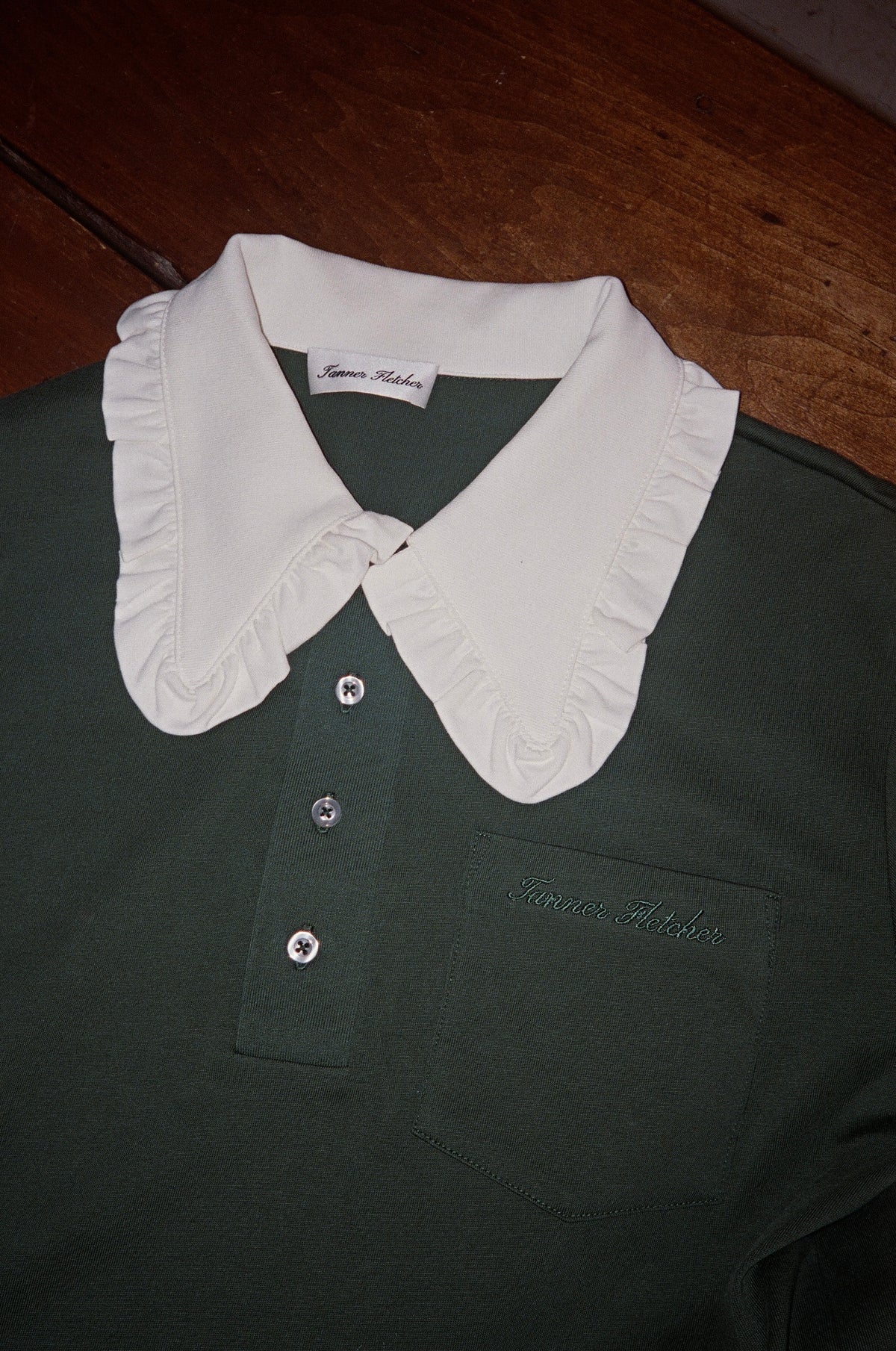 Frank Ruffle Collar Long Sleeve Polo