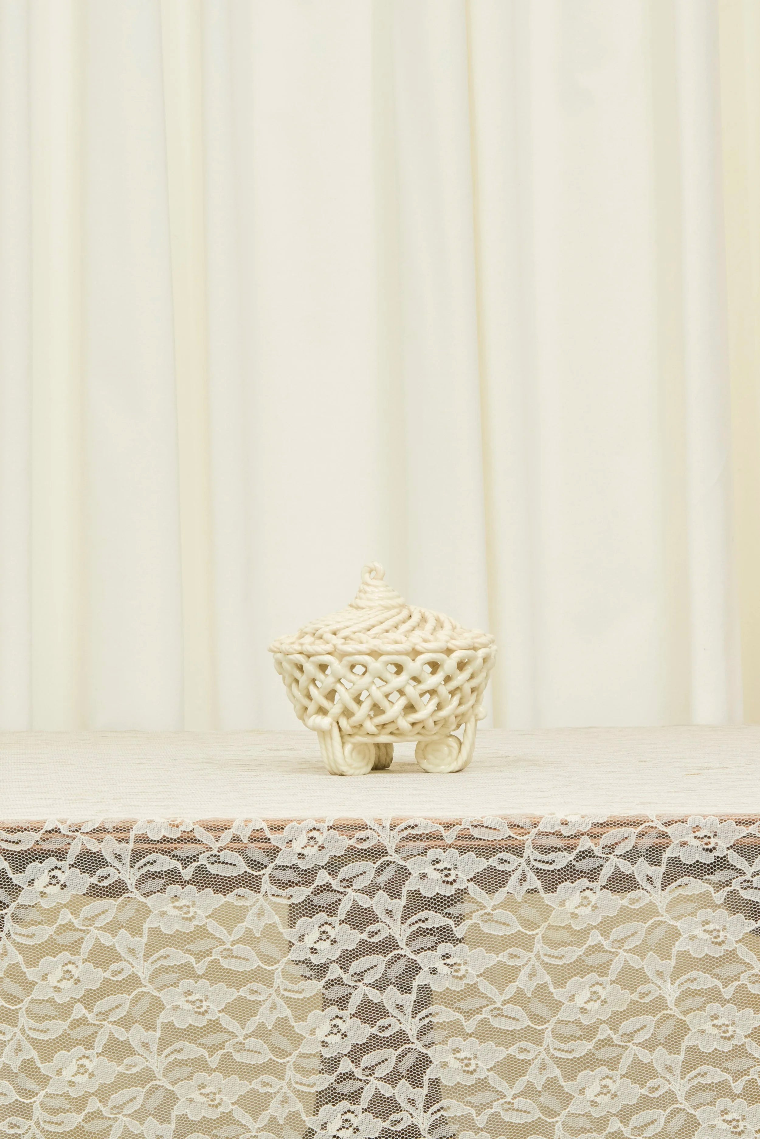 Vintage Woven Ceramic Trinket Dish