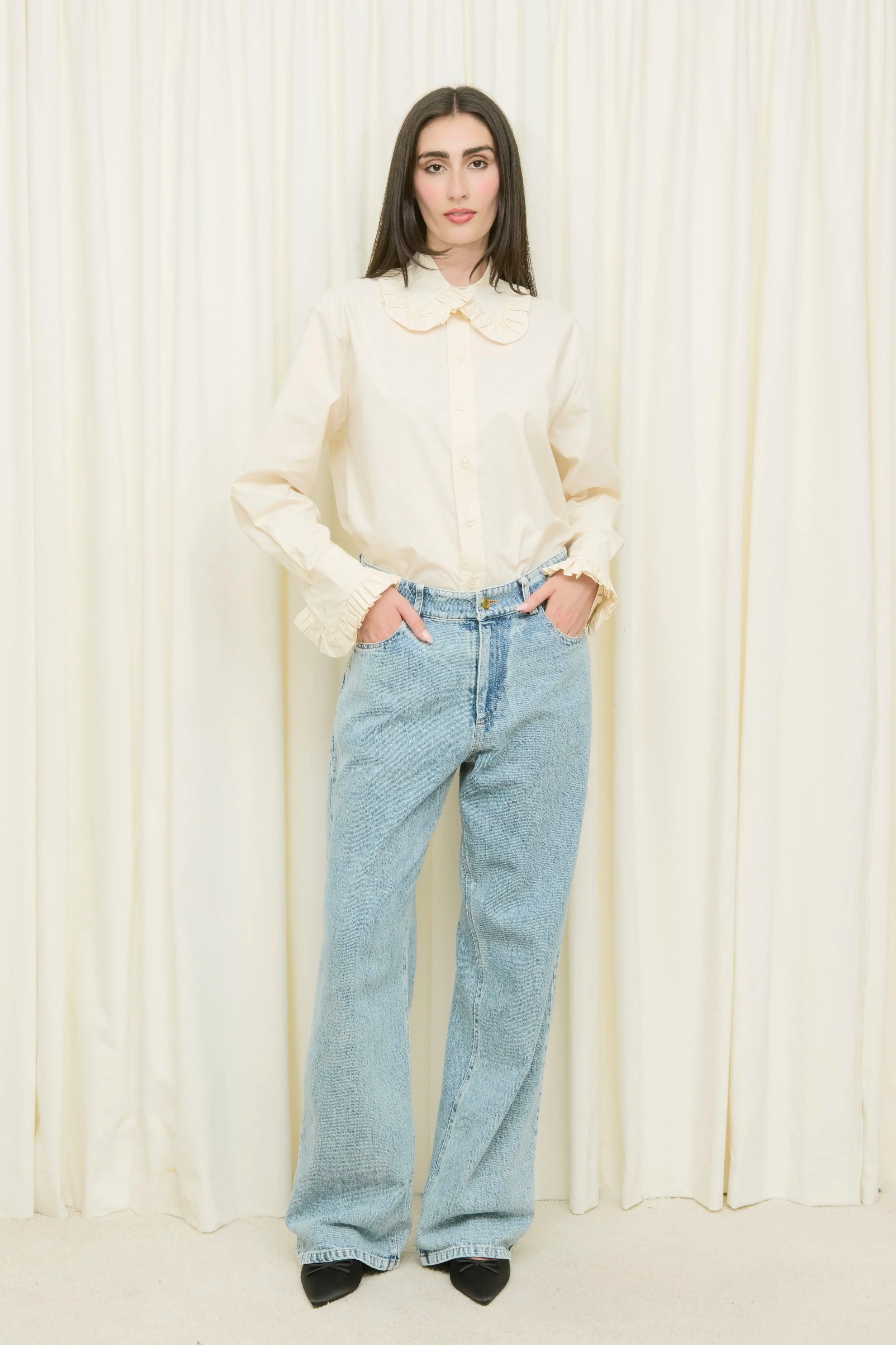 Pippa Ruffle Button Down Shirt