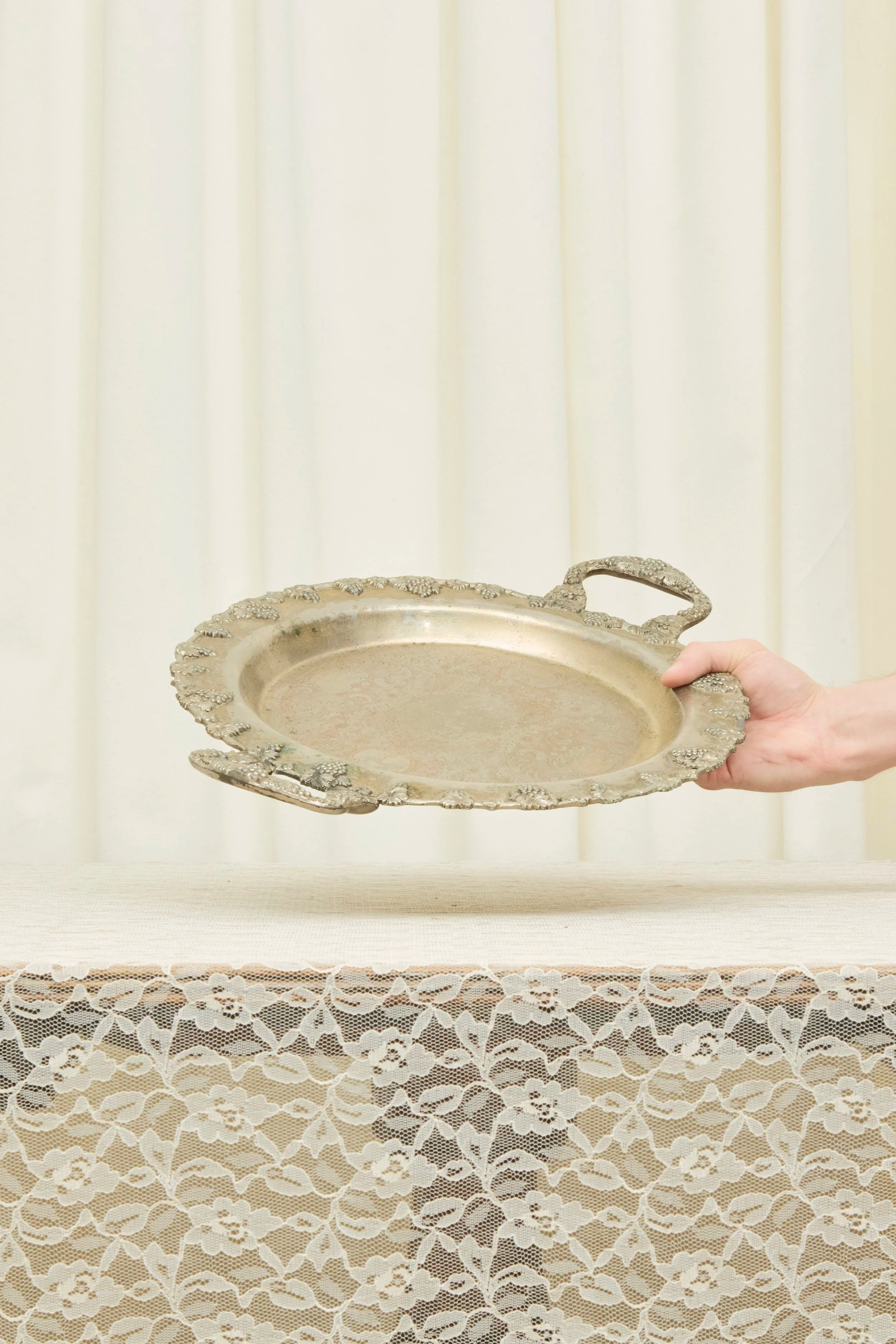 Vintage Grapevine Silver Platter