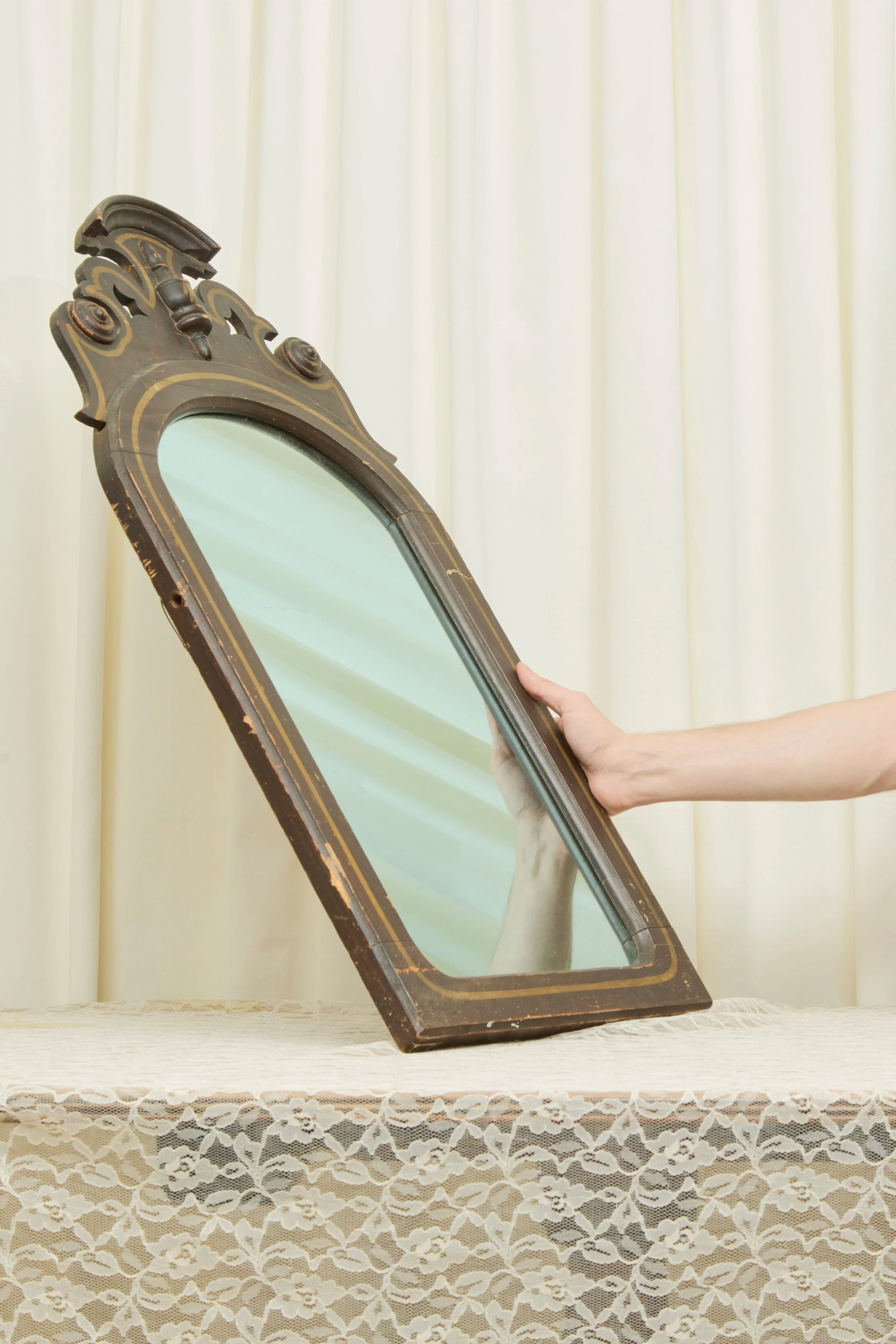 Antique Victorian Wood Framed Mirror