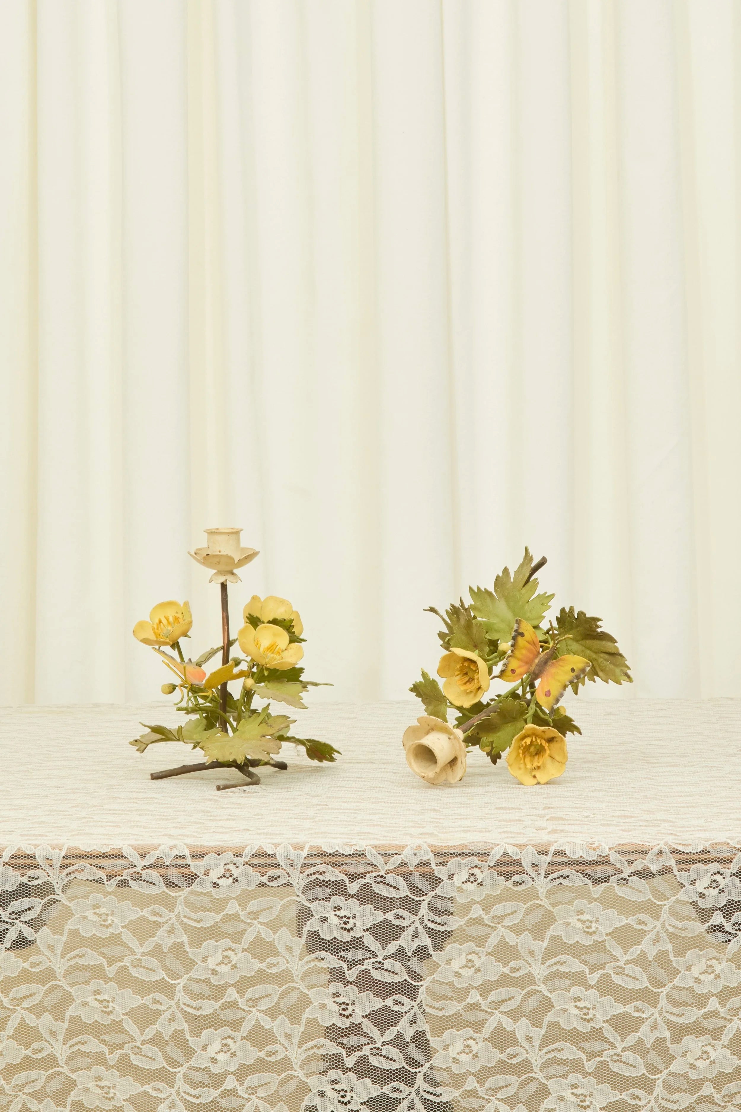 Vintage Metal Butterfly Candle Holders Set/2