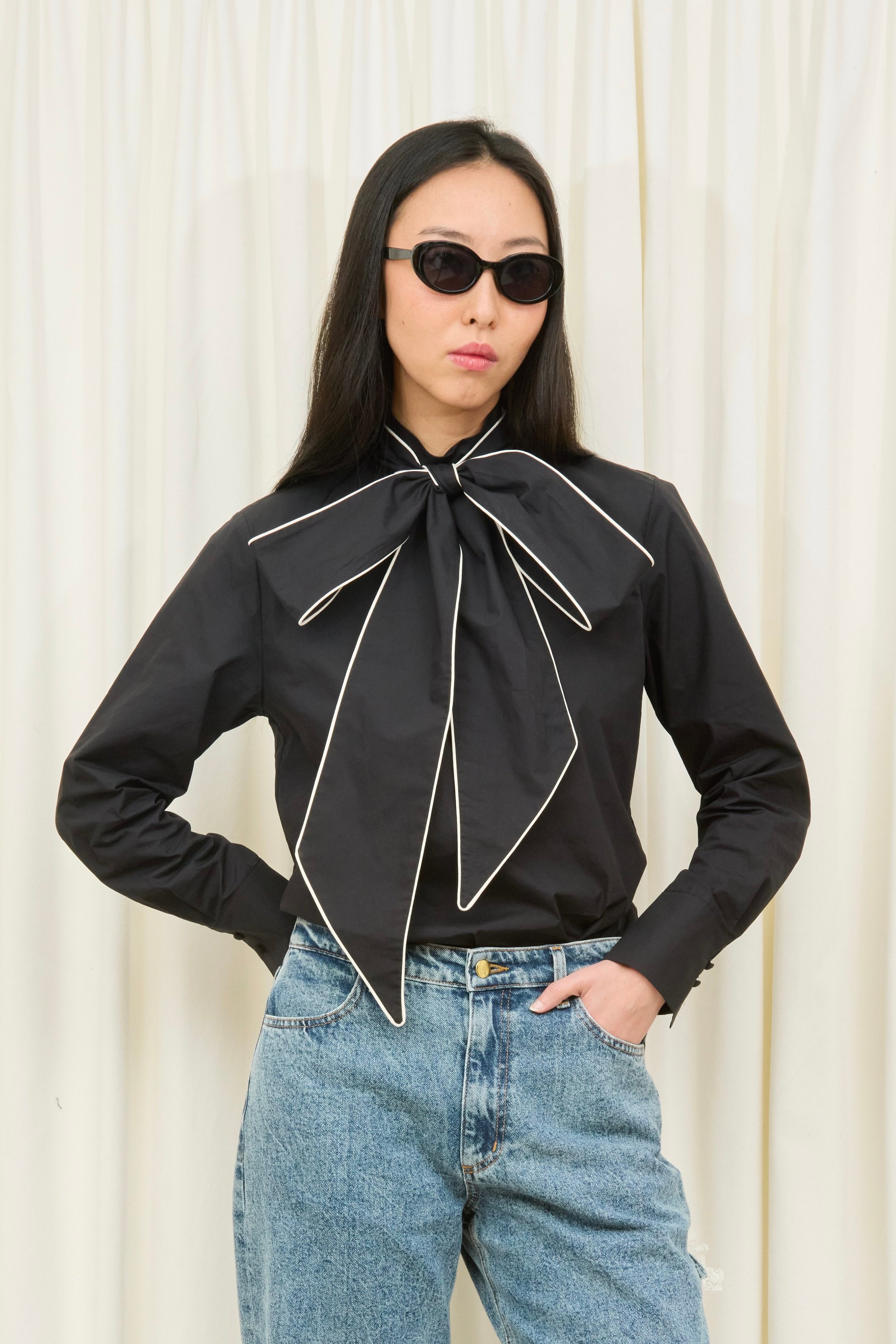 Laurence Piped Pussybow Shirt
