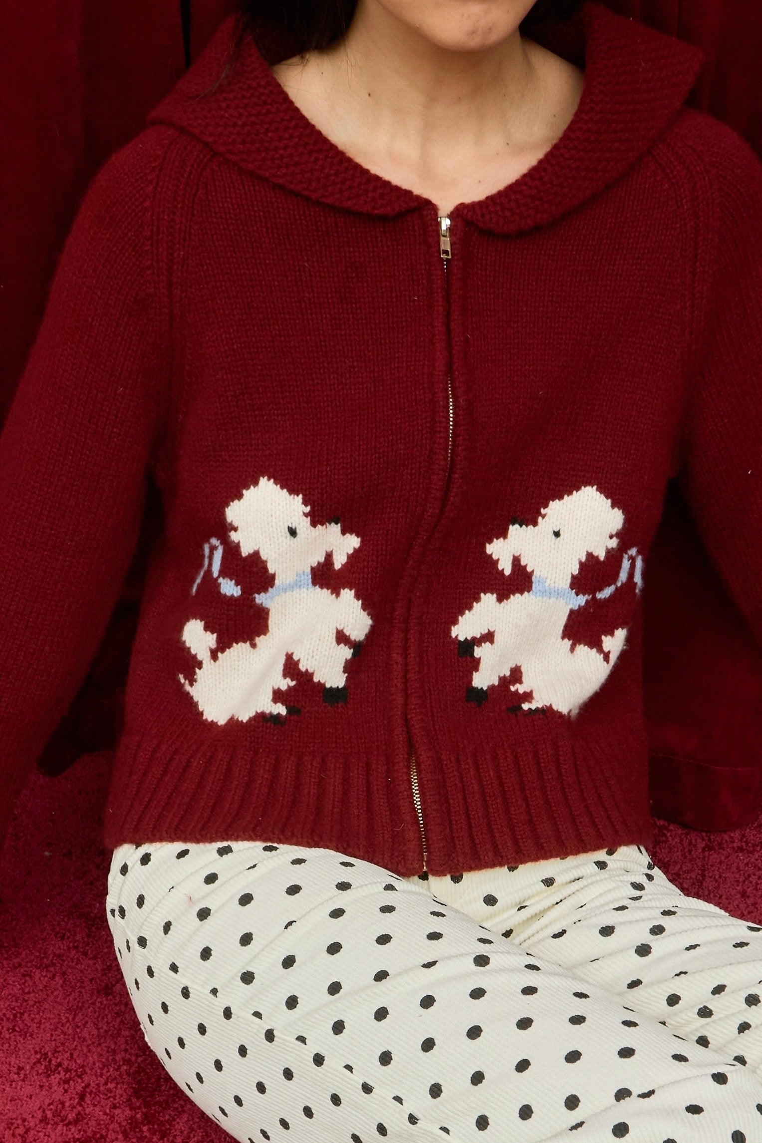 Wellington Poodle Zip-Up Sweater