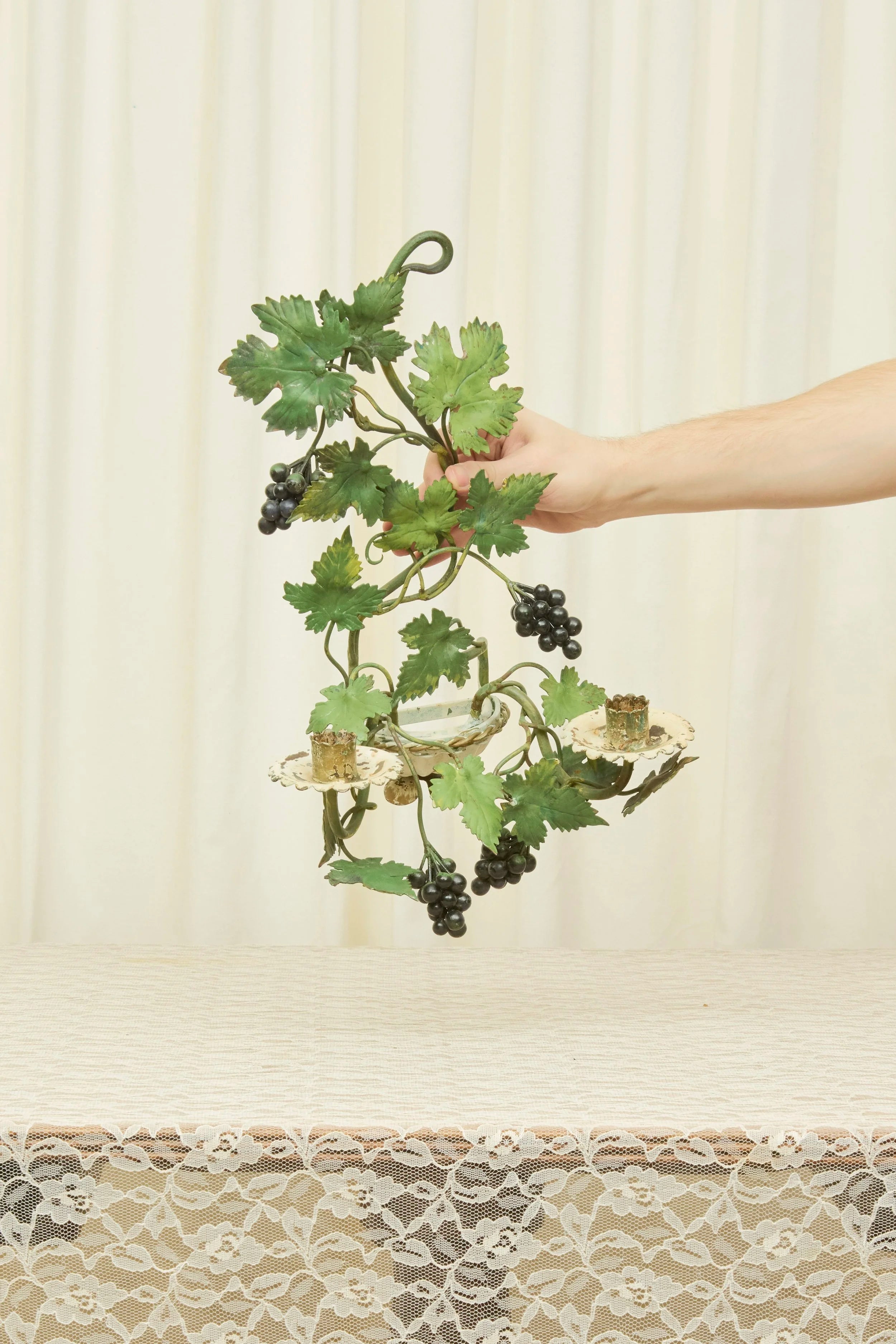 Vintage Metal Grape Vine Candle Sconce