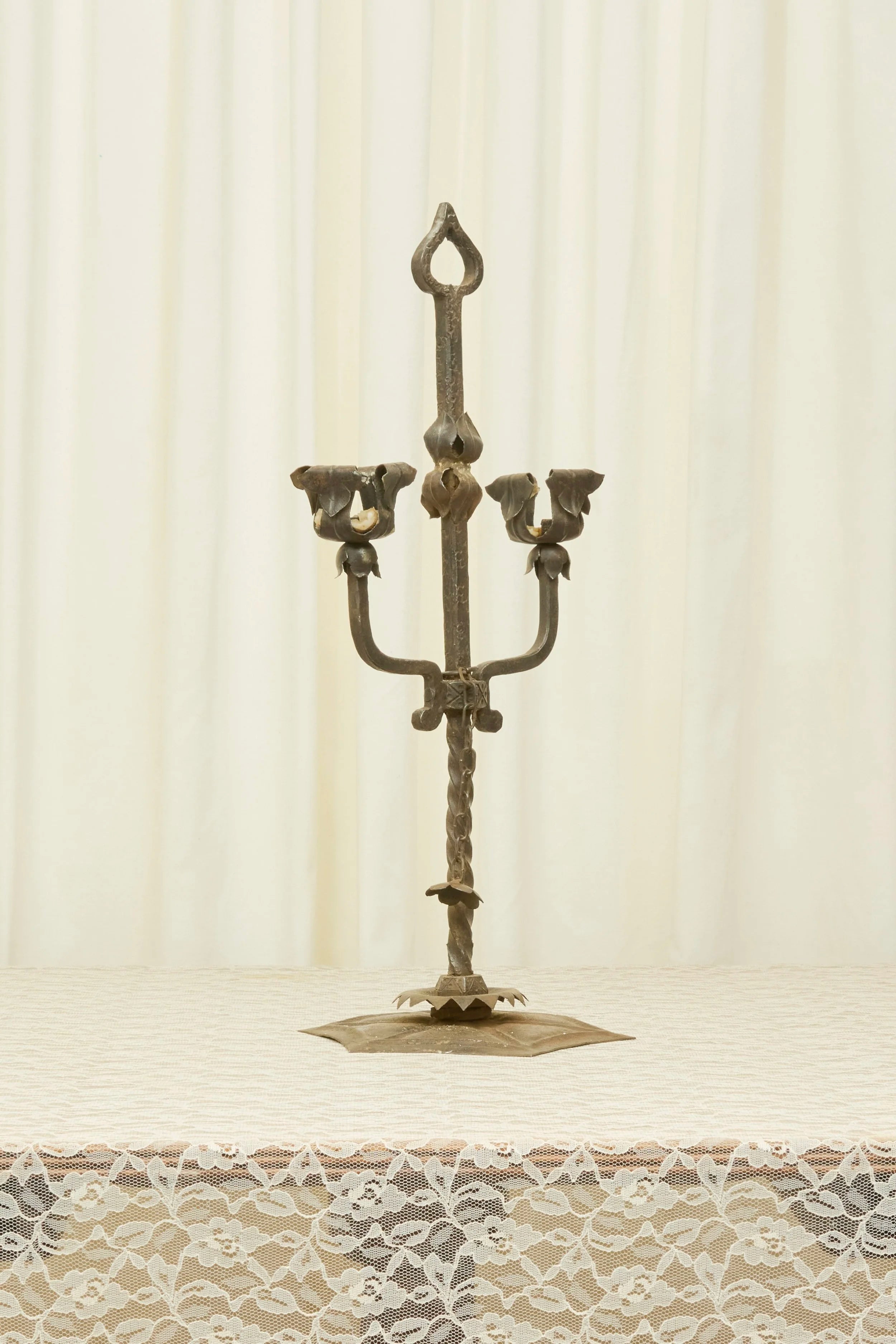 Antique Forged Iron Candelabra Set/2