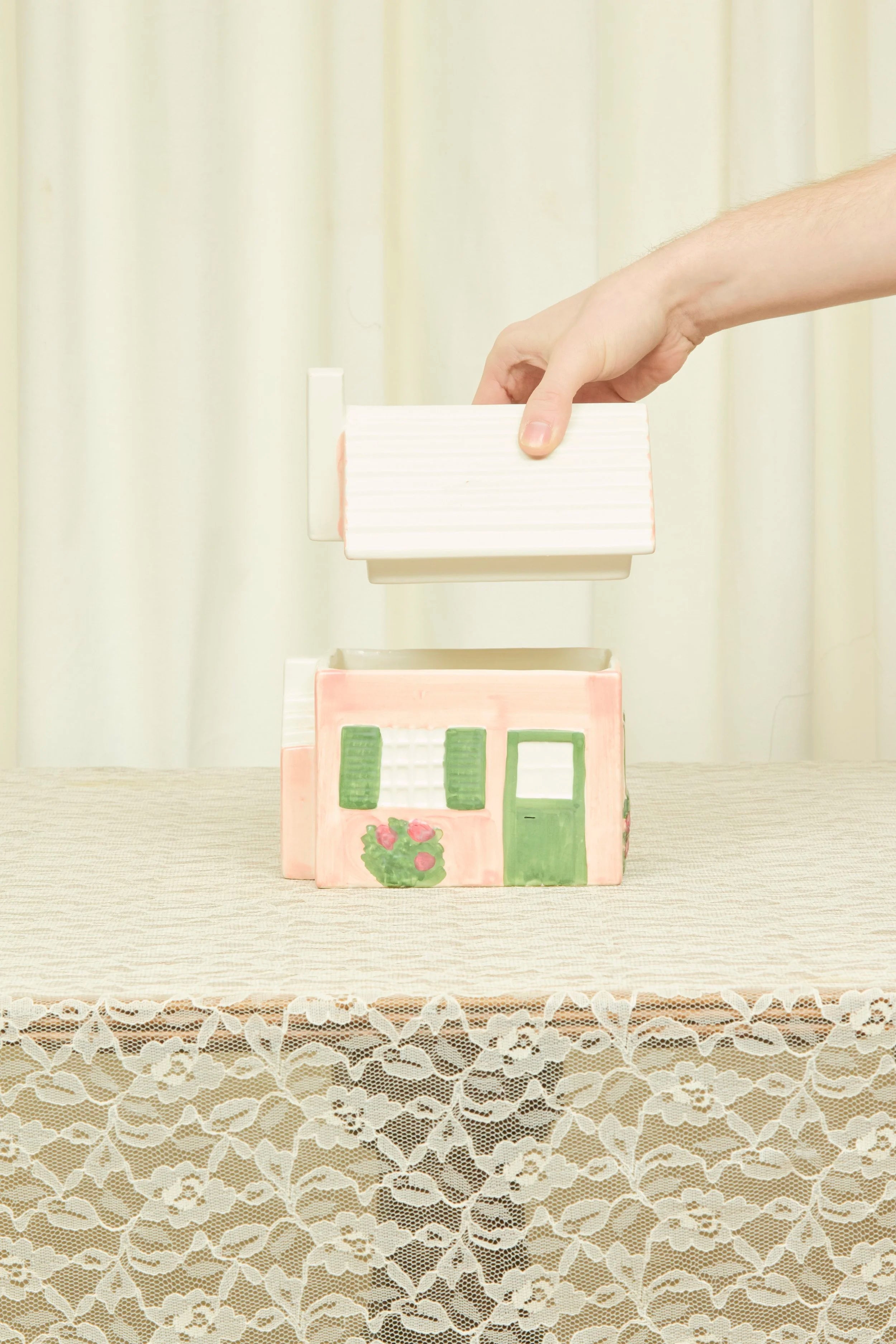 Vintage Ceramic House Trinket Box