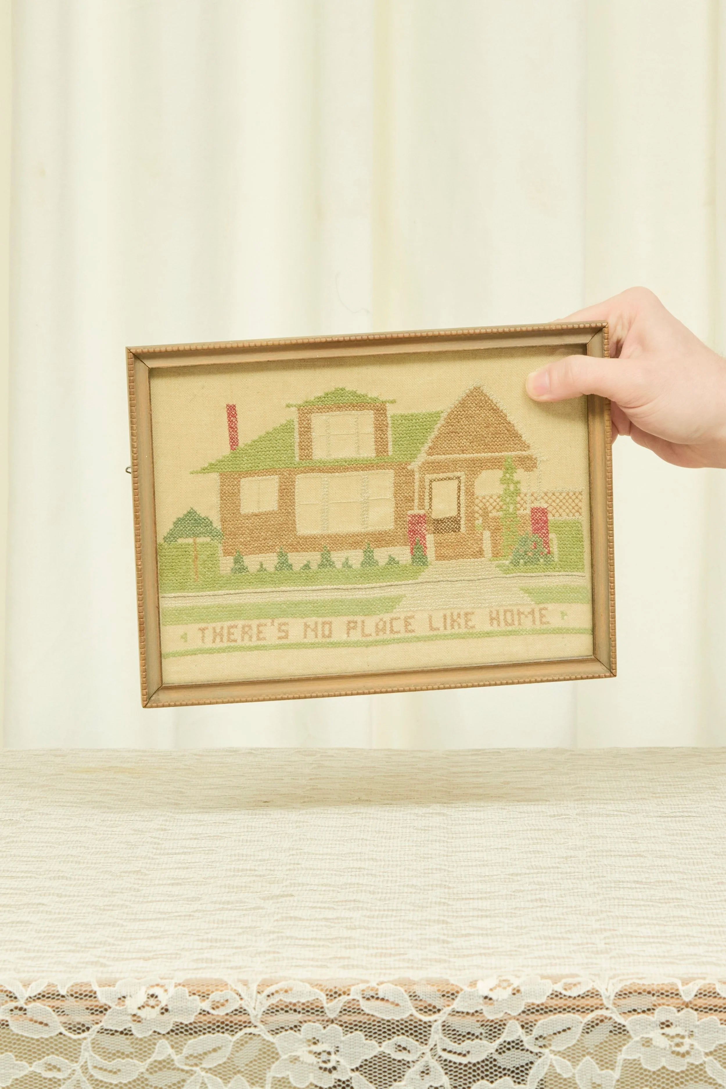 Antique "There's No Place Like Home" Framed Cross Stitch