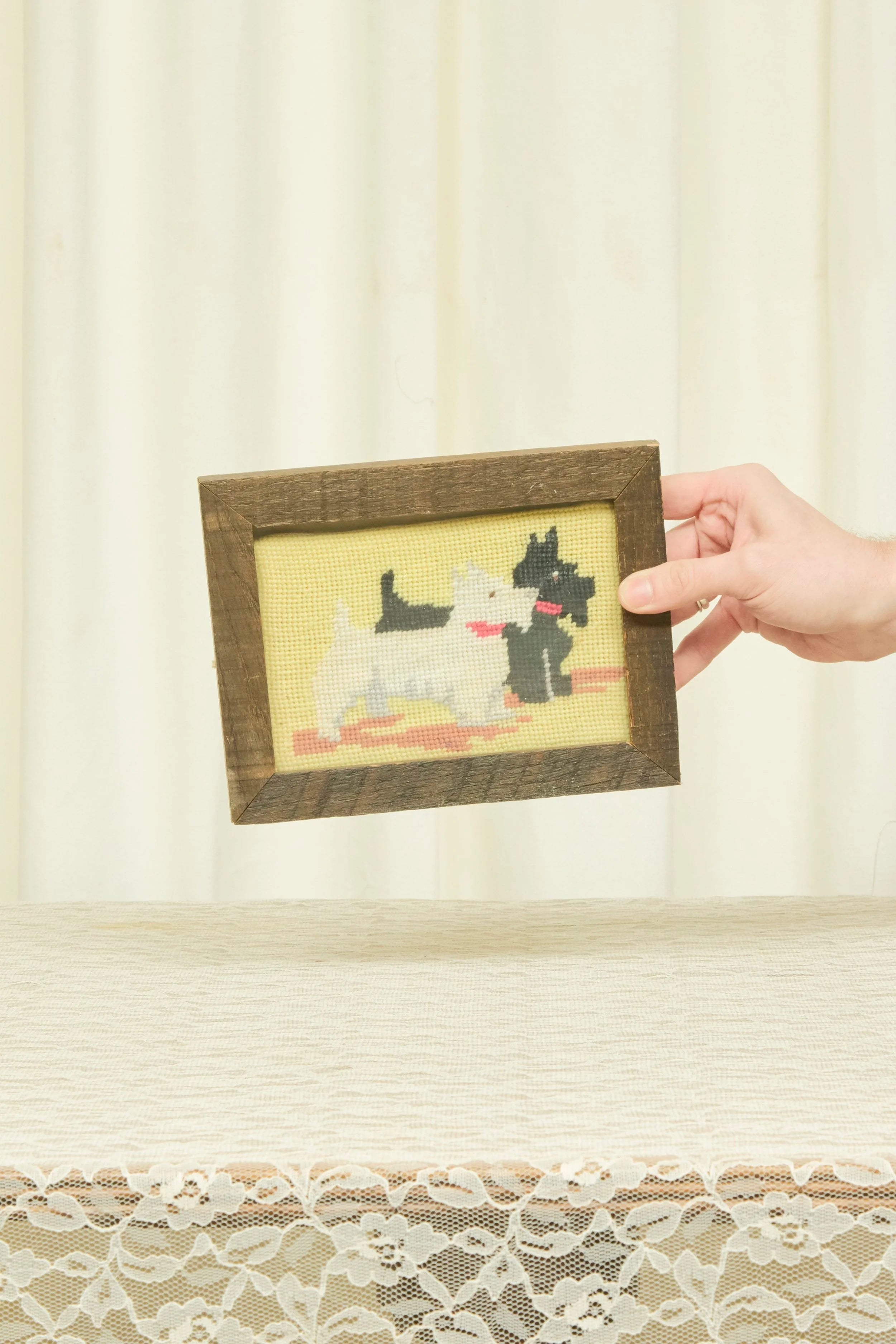 Vintage Scottie Framed Needlepoint