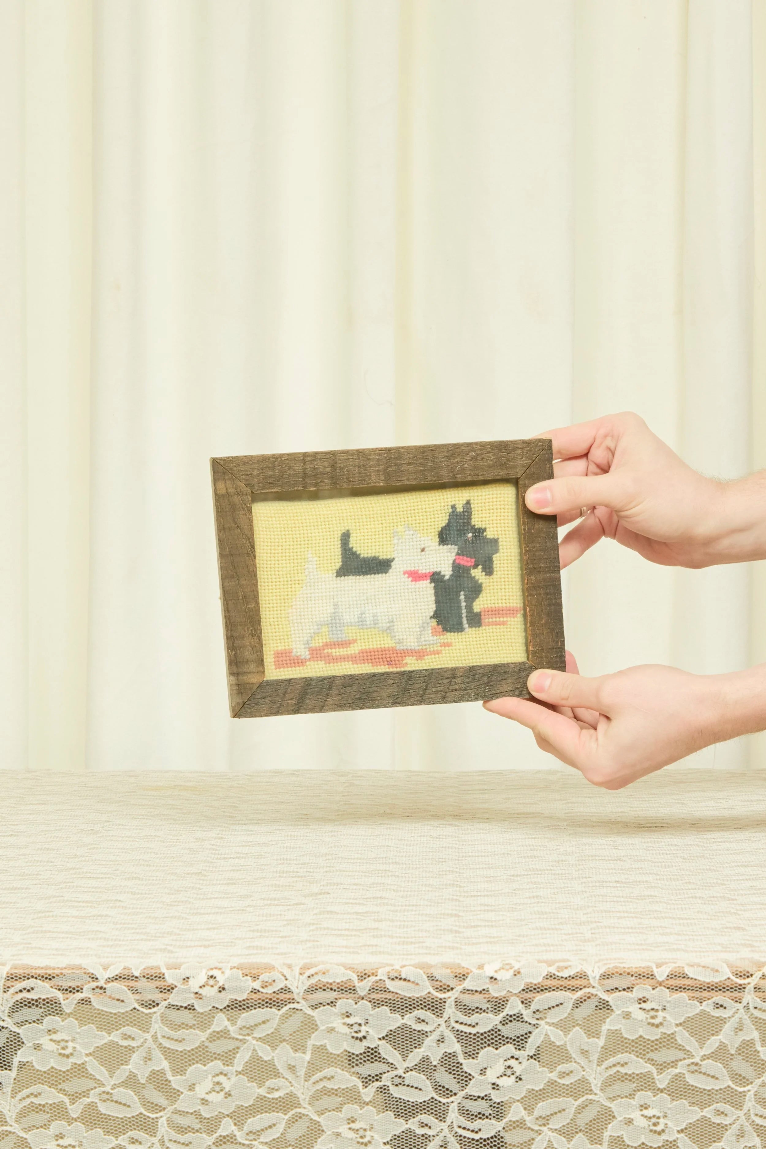 Vintage Scottie Framed Needlepoint