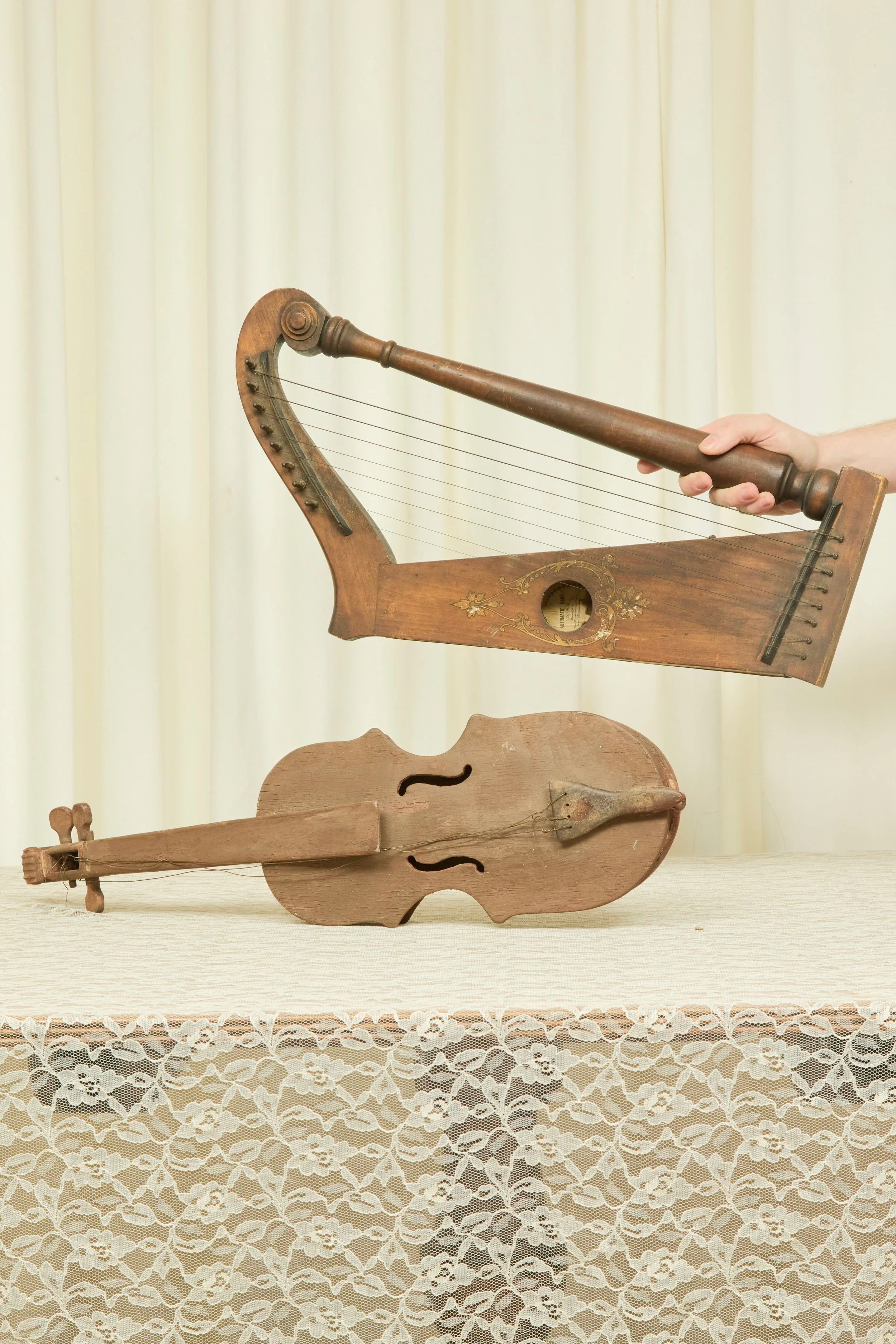 Vintage Folk Art Violin Wall Hanging