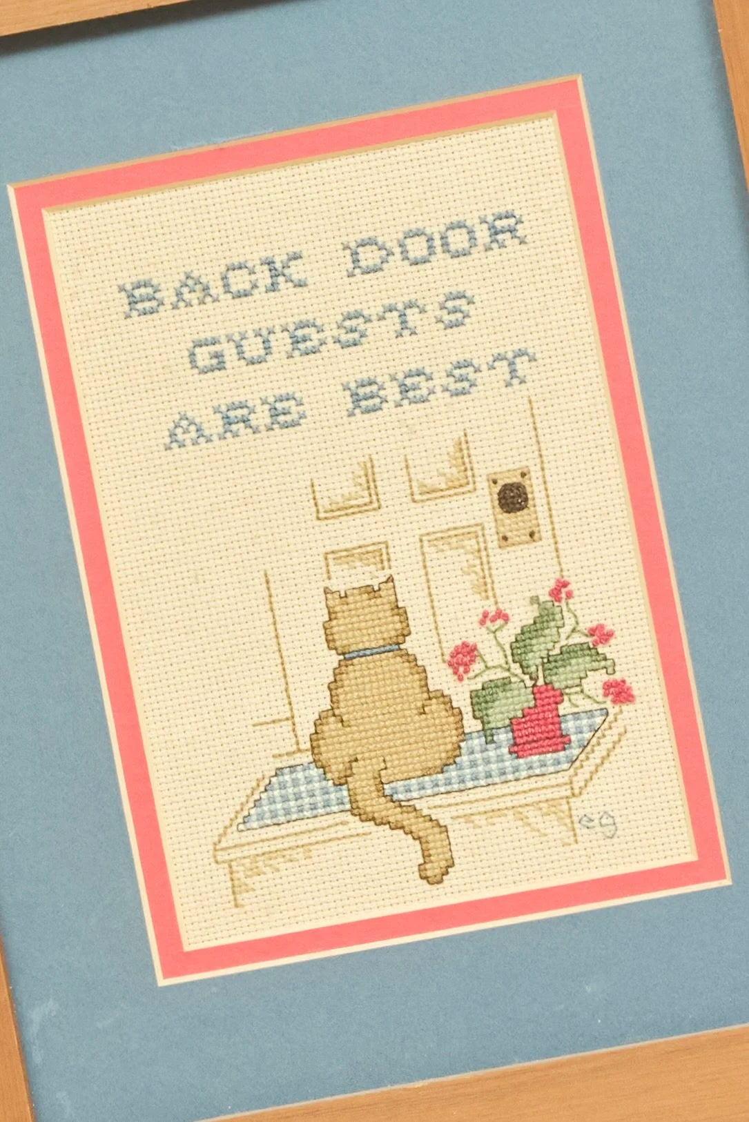 Vintage "Back Door Guests are Best" Cross Stitch