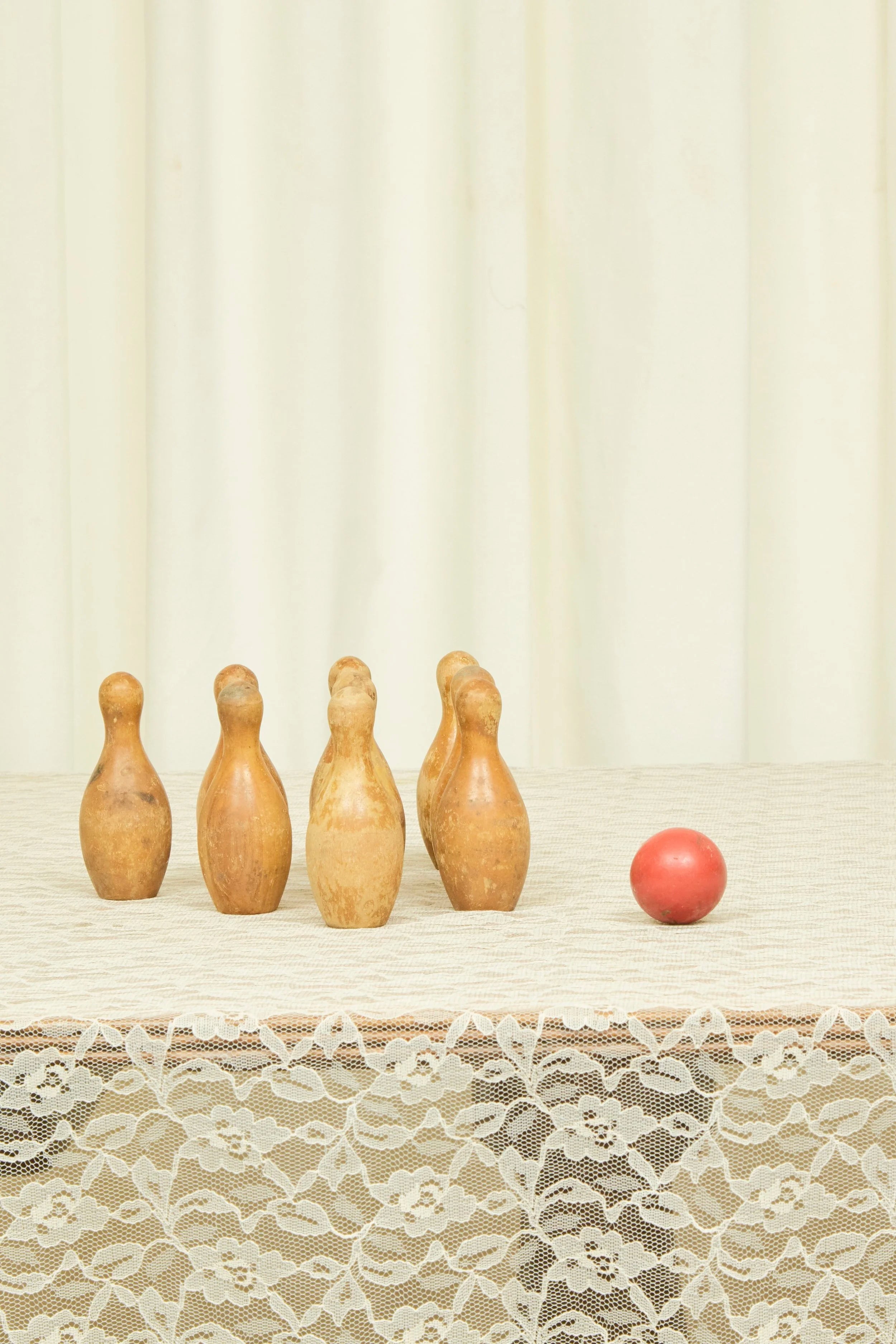 Antique Folk Art Miniature Bowling Set