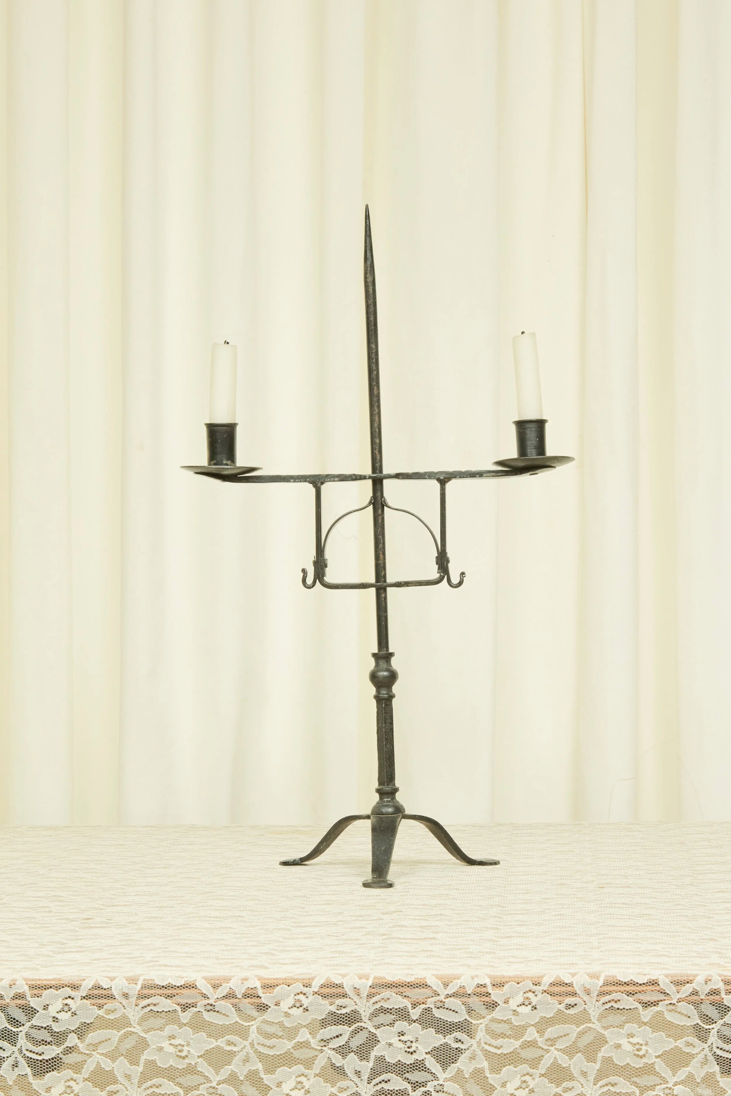 Antique Forged Adjustable Candelabra