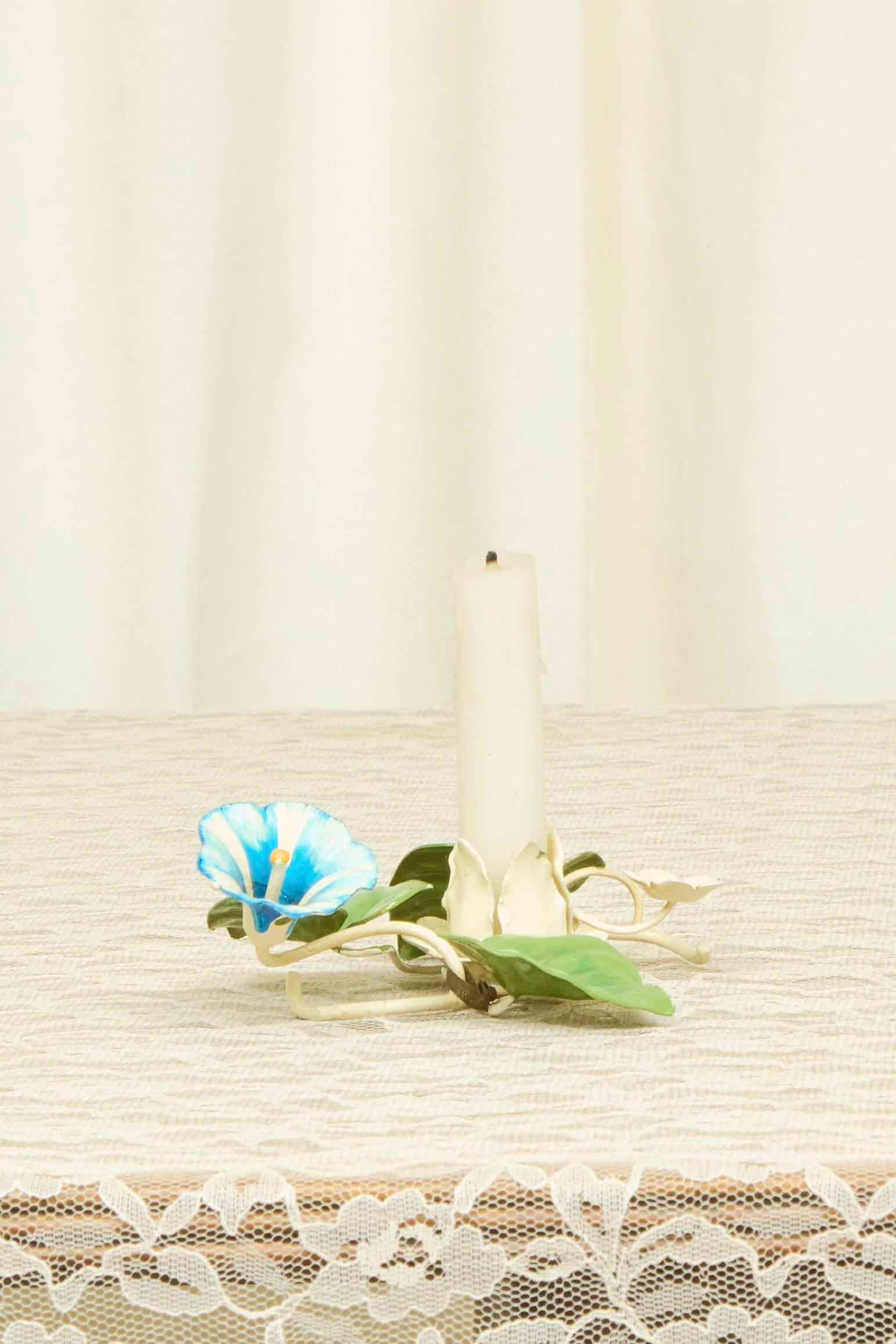 Vintage Metal Floral Candle Holders Set/2