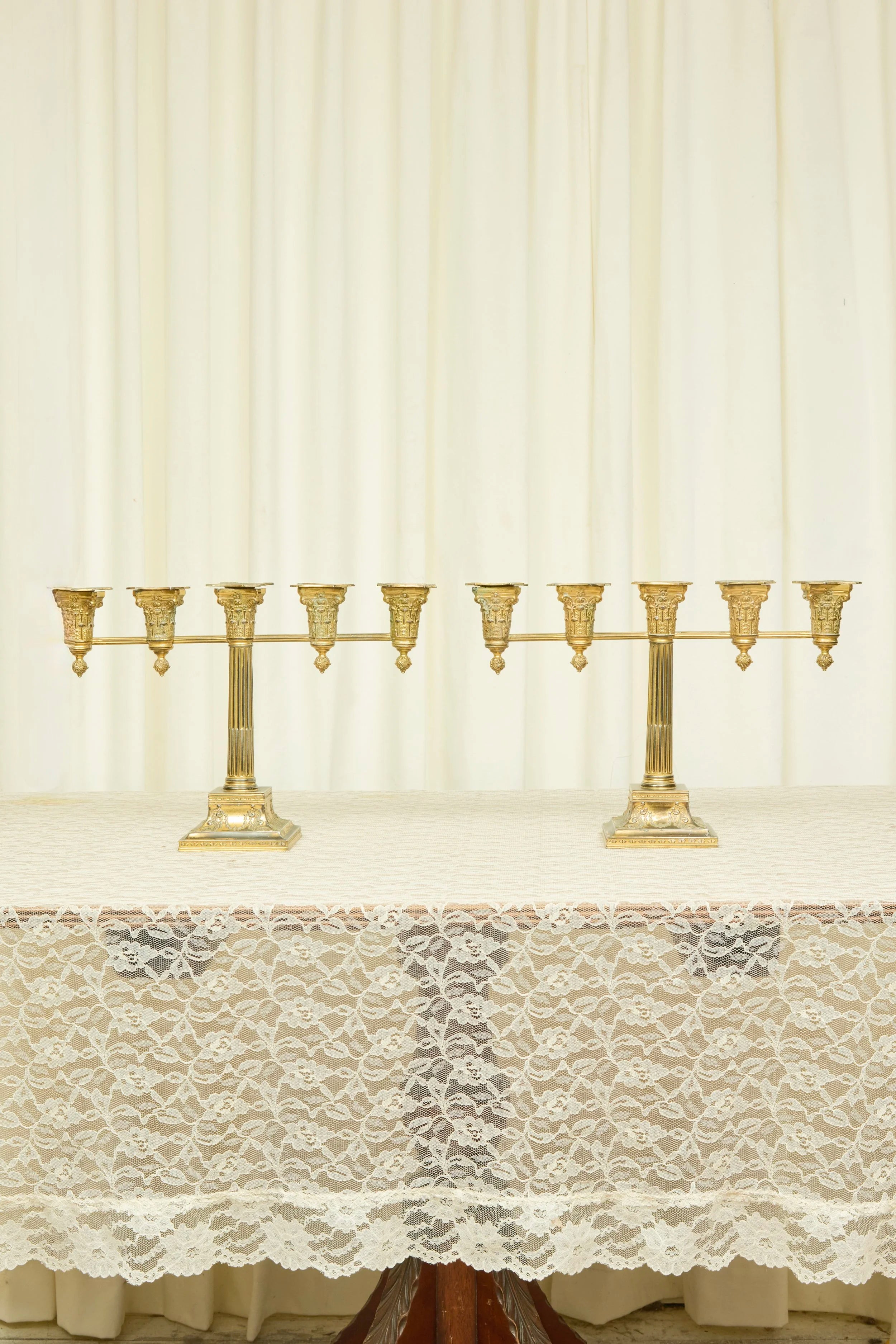 Vintage Brass 5 Arm Candelabra Set/2