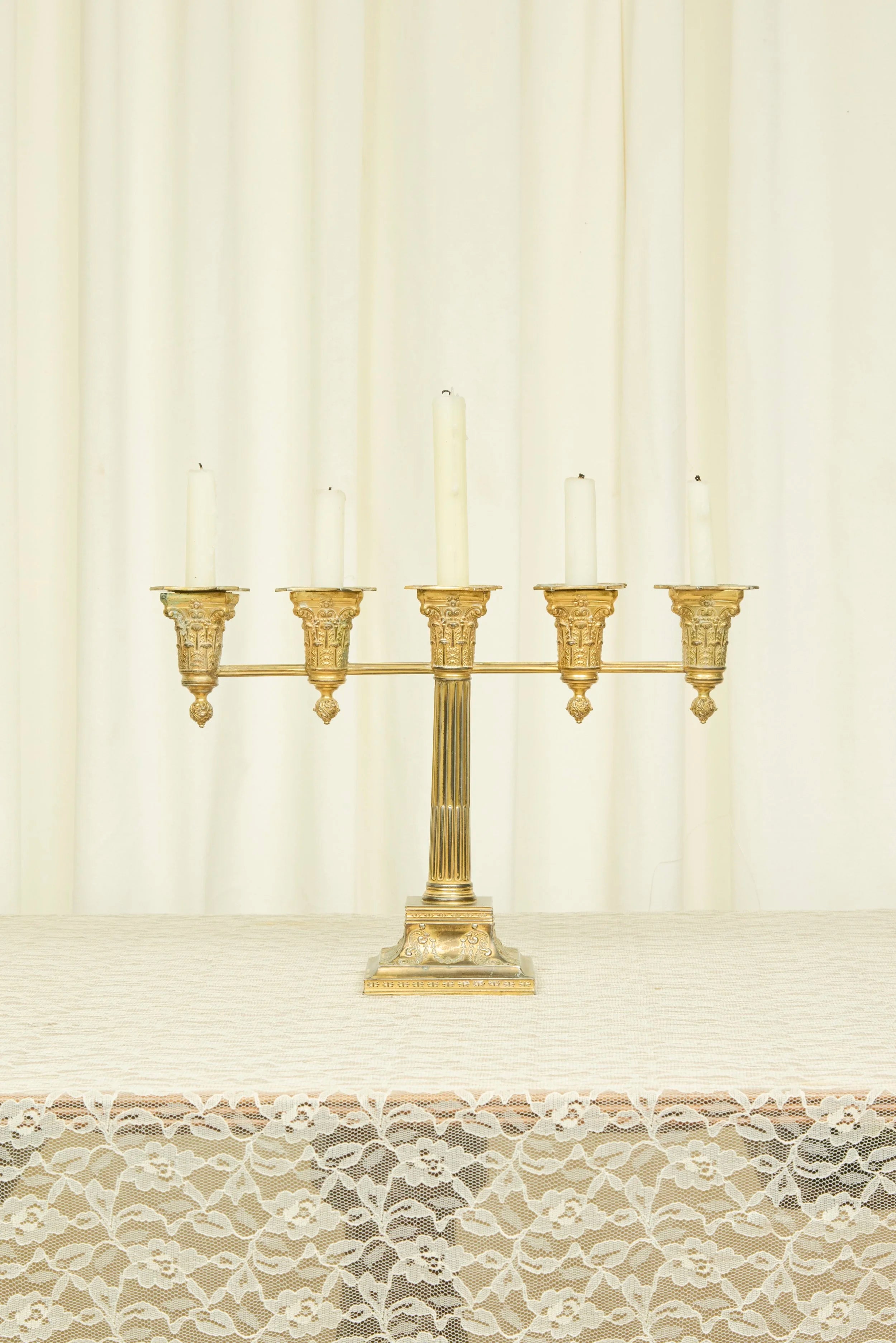 Vintage Brass 5 Arm Candelabra Set/2