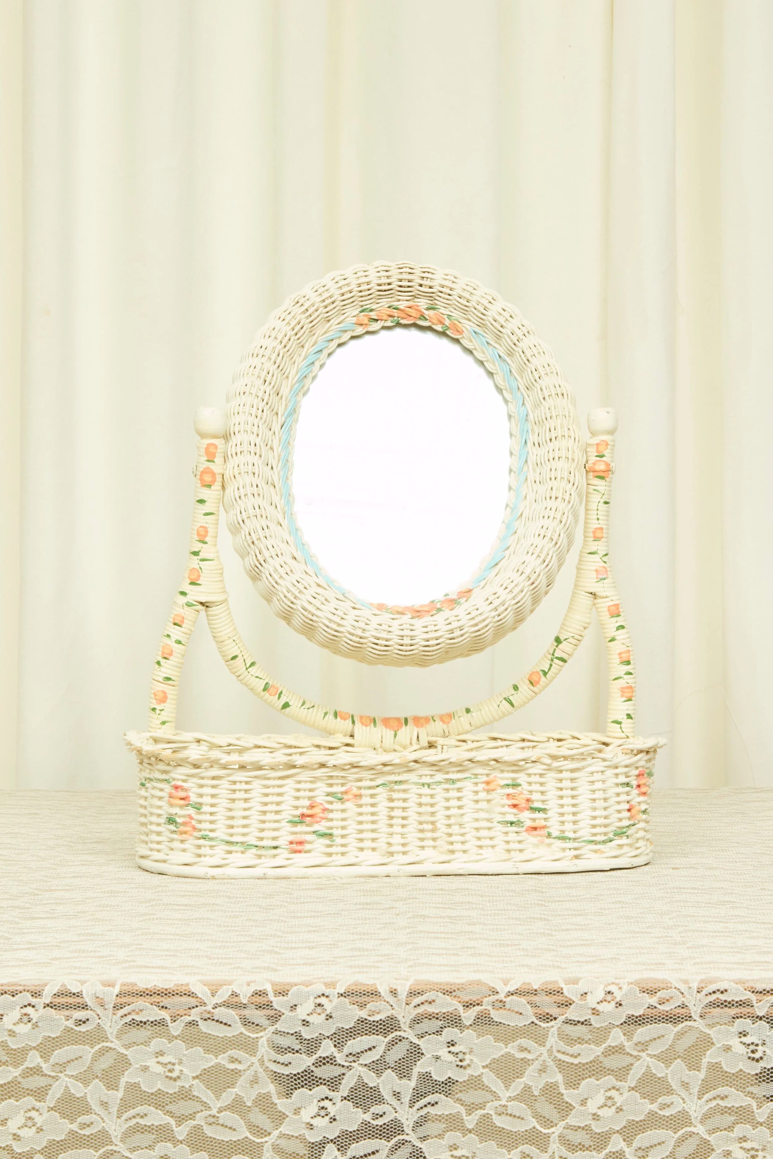Vintage Wicker Vanity Mirror