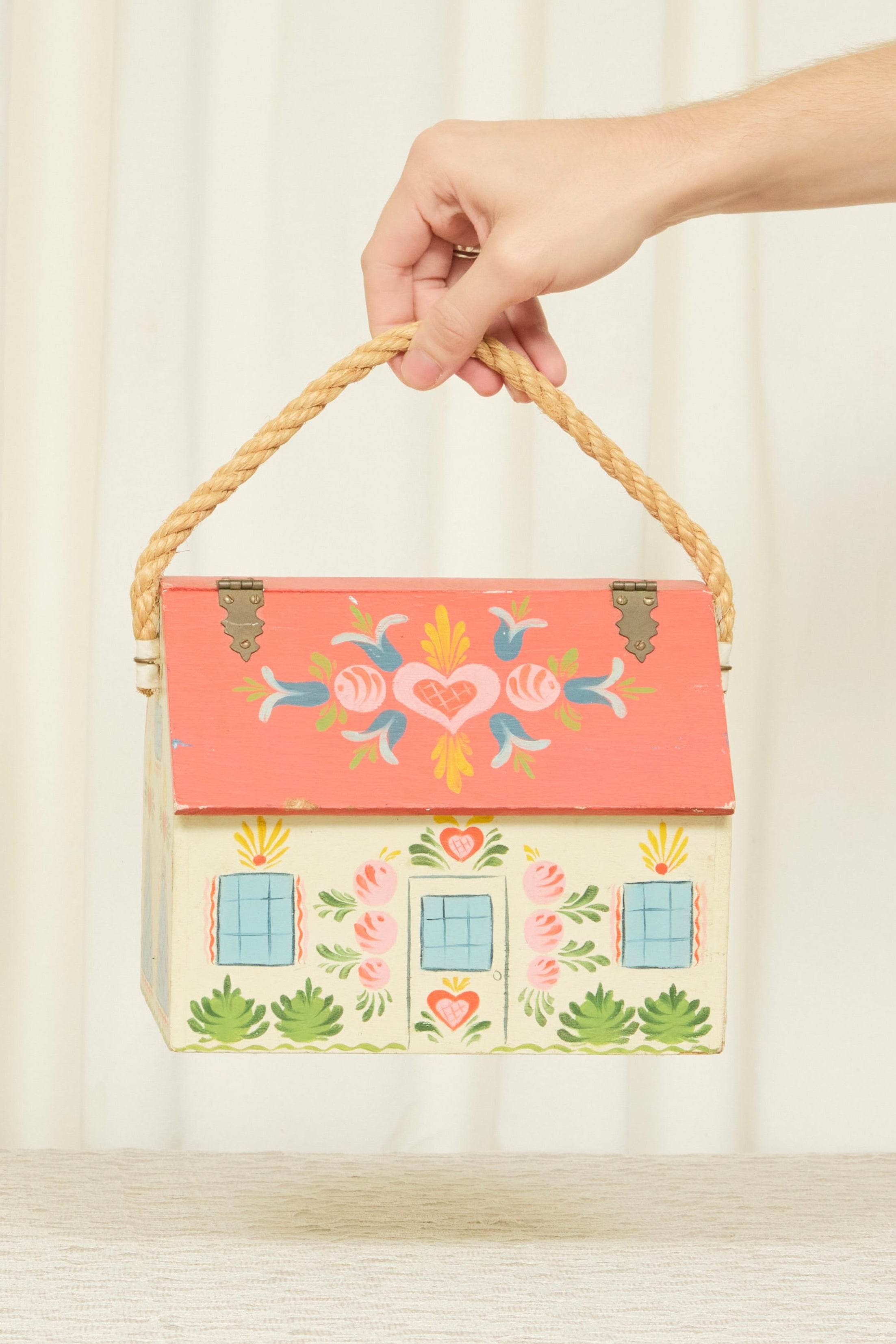 Vintage Painted House Box/Bag