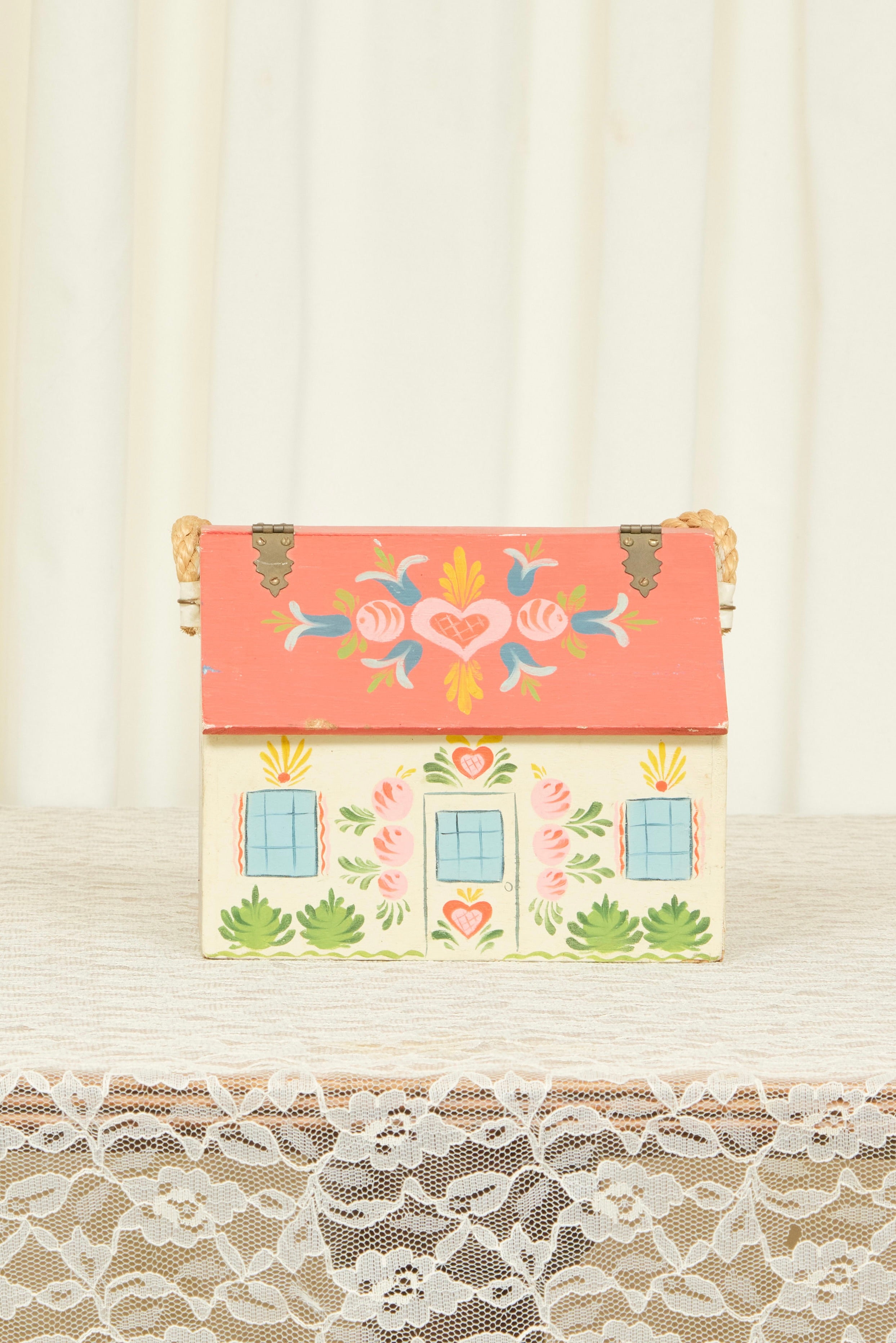Vintage Painted House Box/Bag