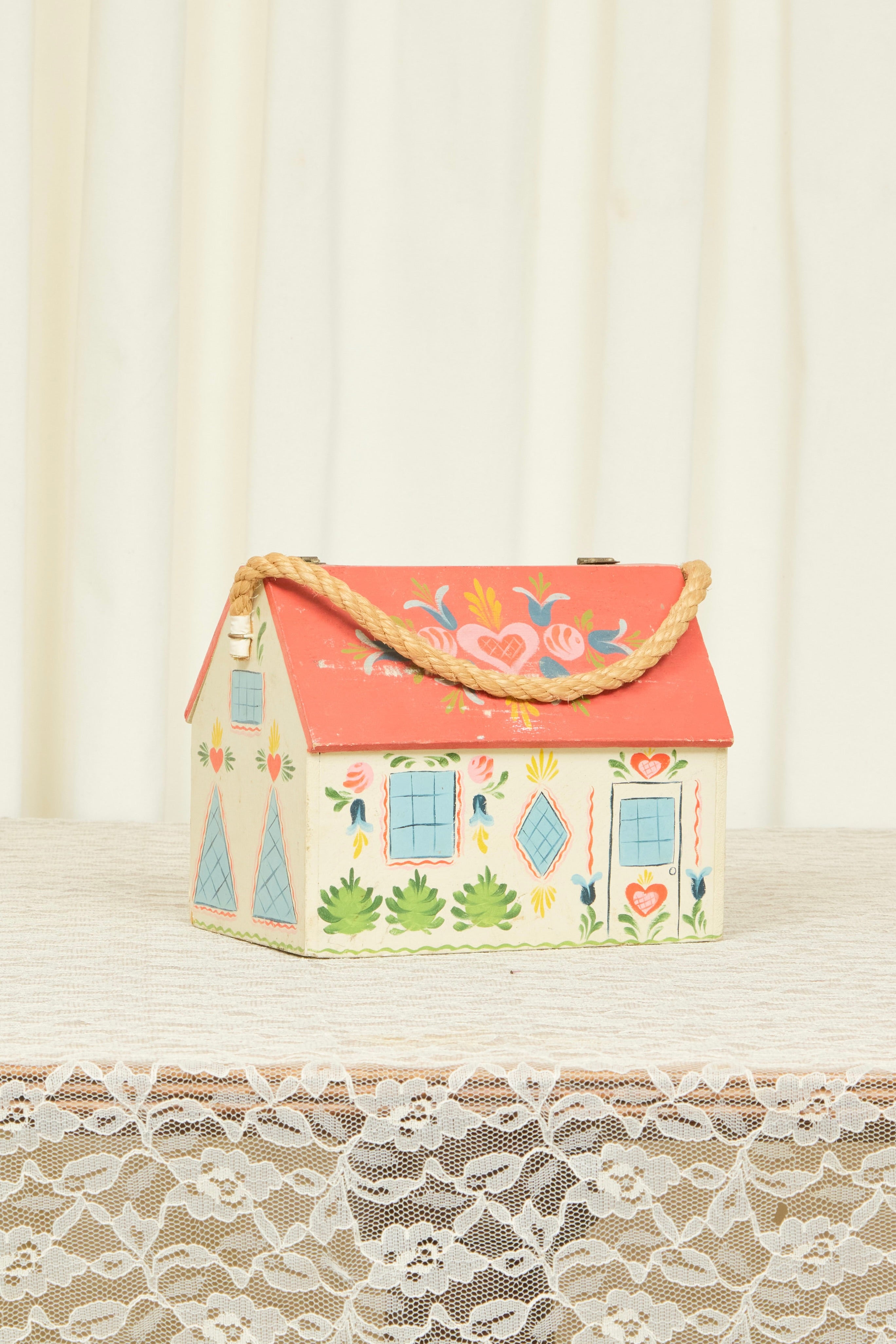 Vintage Painted House Box/Bag