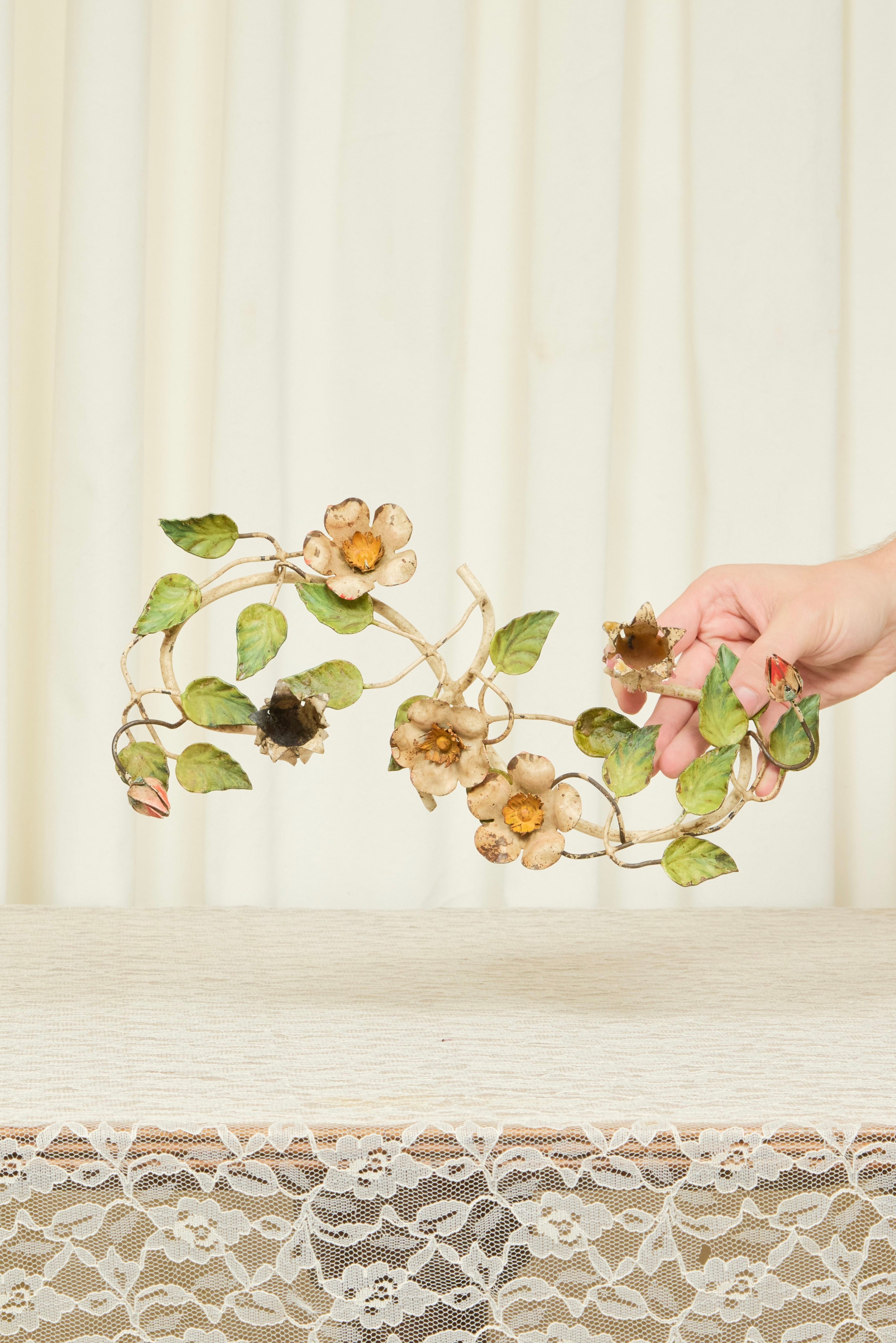 Vintage Metal Floral Branch Candleholder
