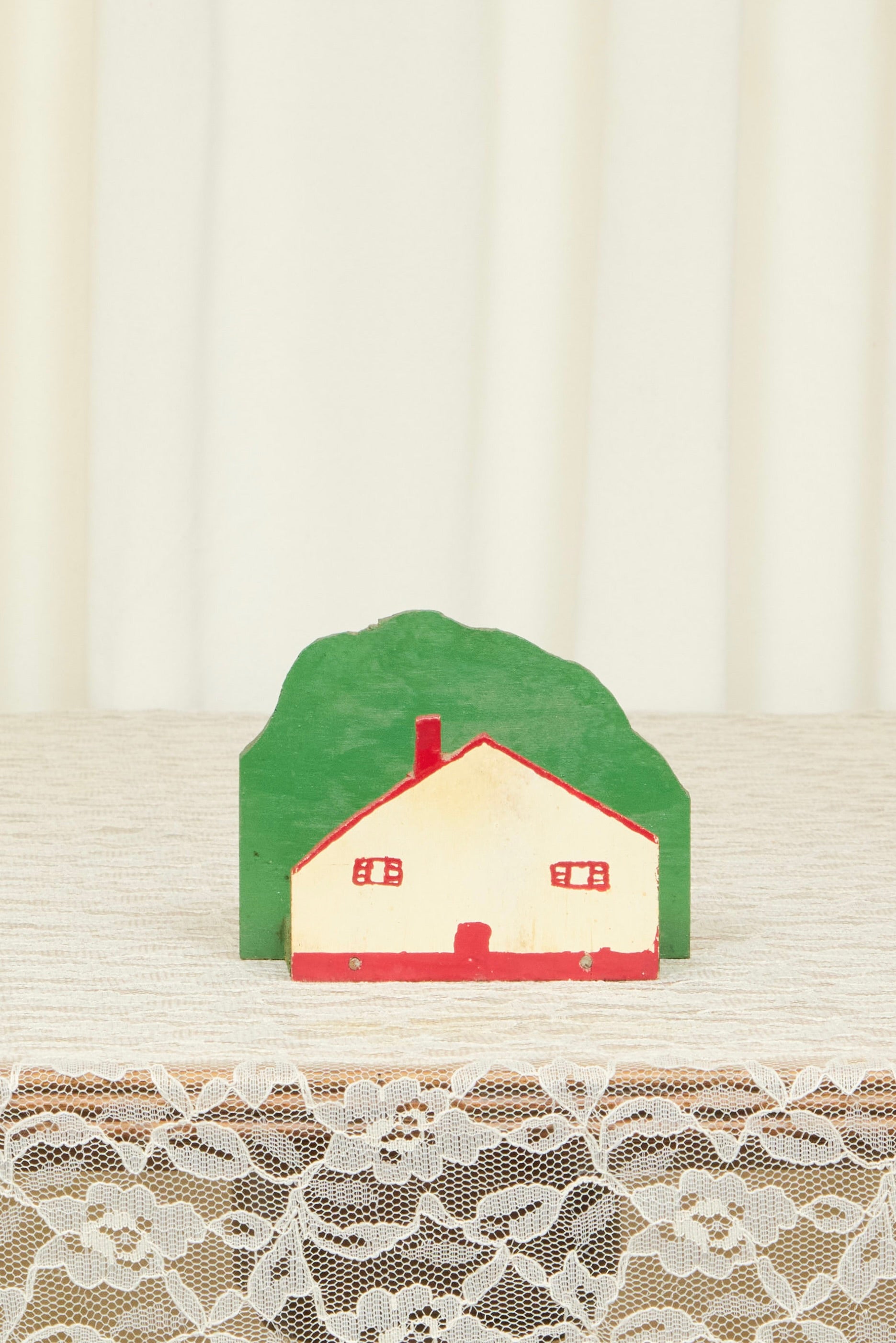 Vintage Wooden House Napkin/Letterholder