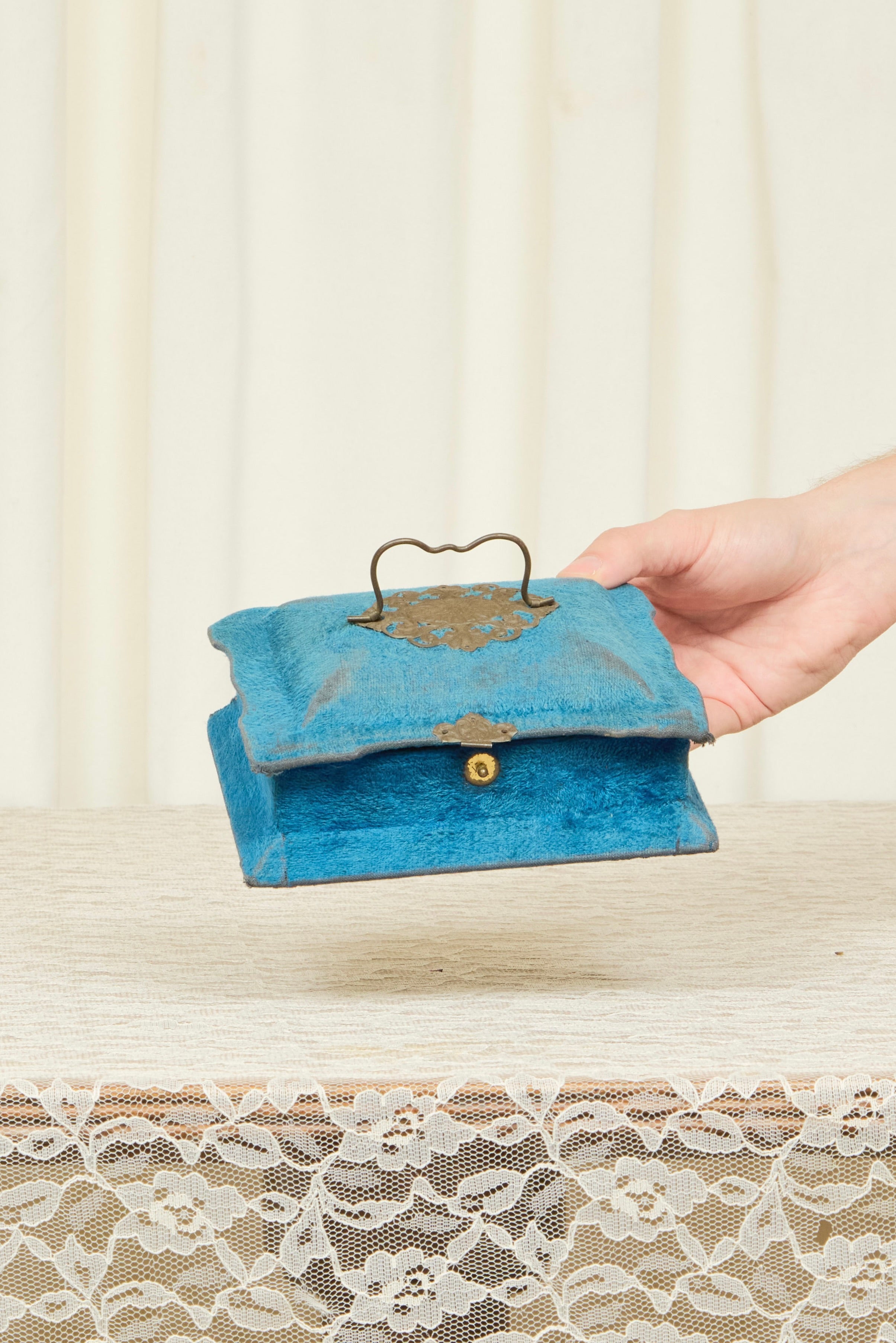 Antique Velvet Trinket/Jewelry Box