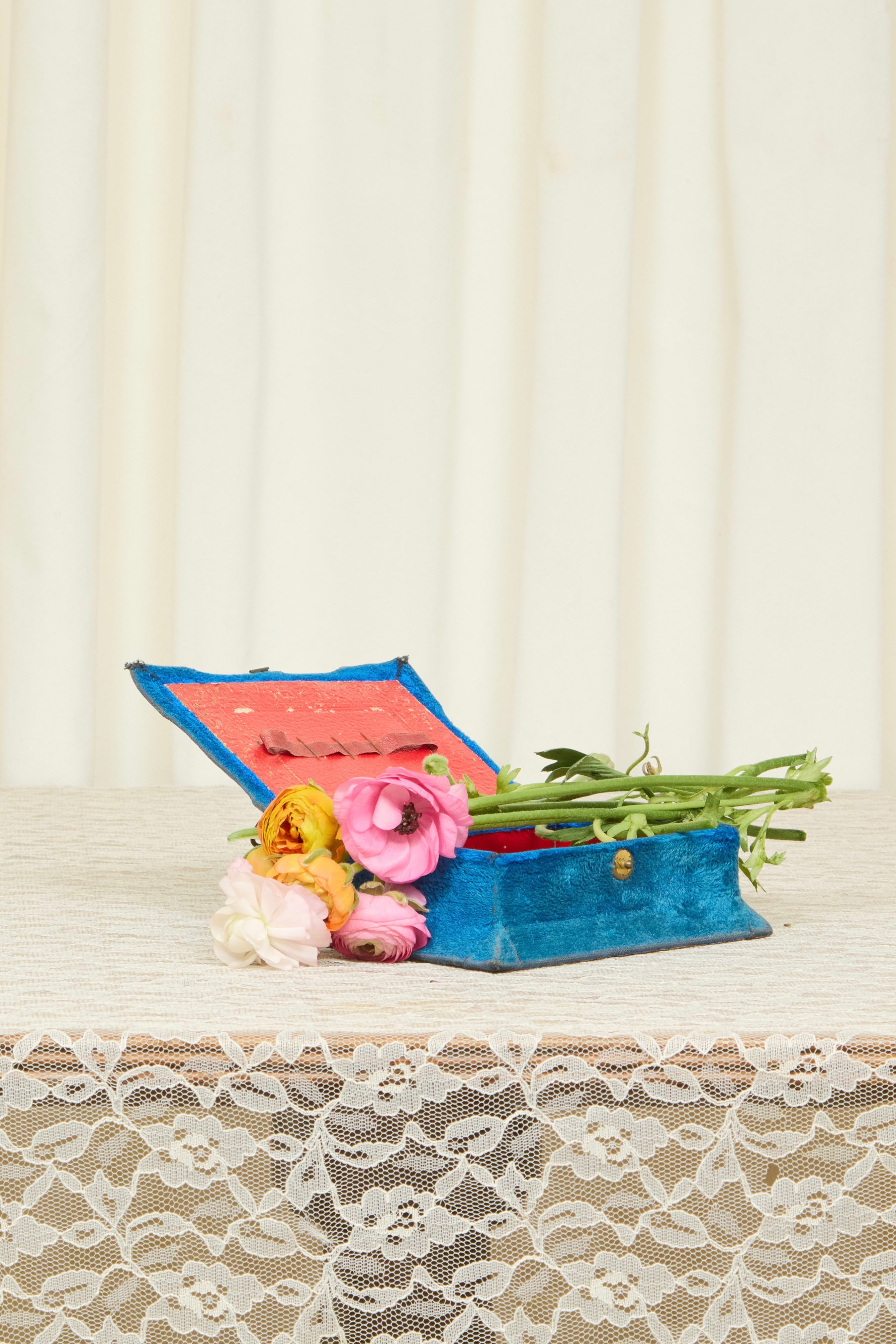 Antique Velvet Trinket/Jewelry Box