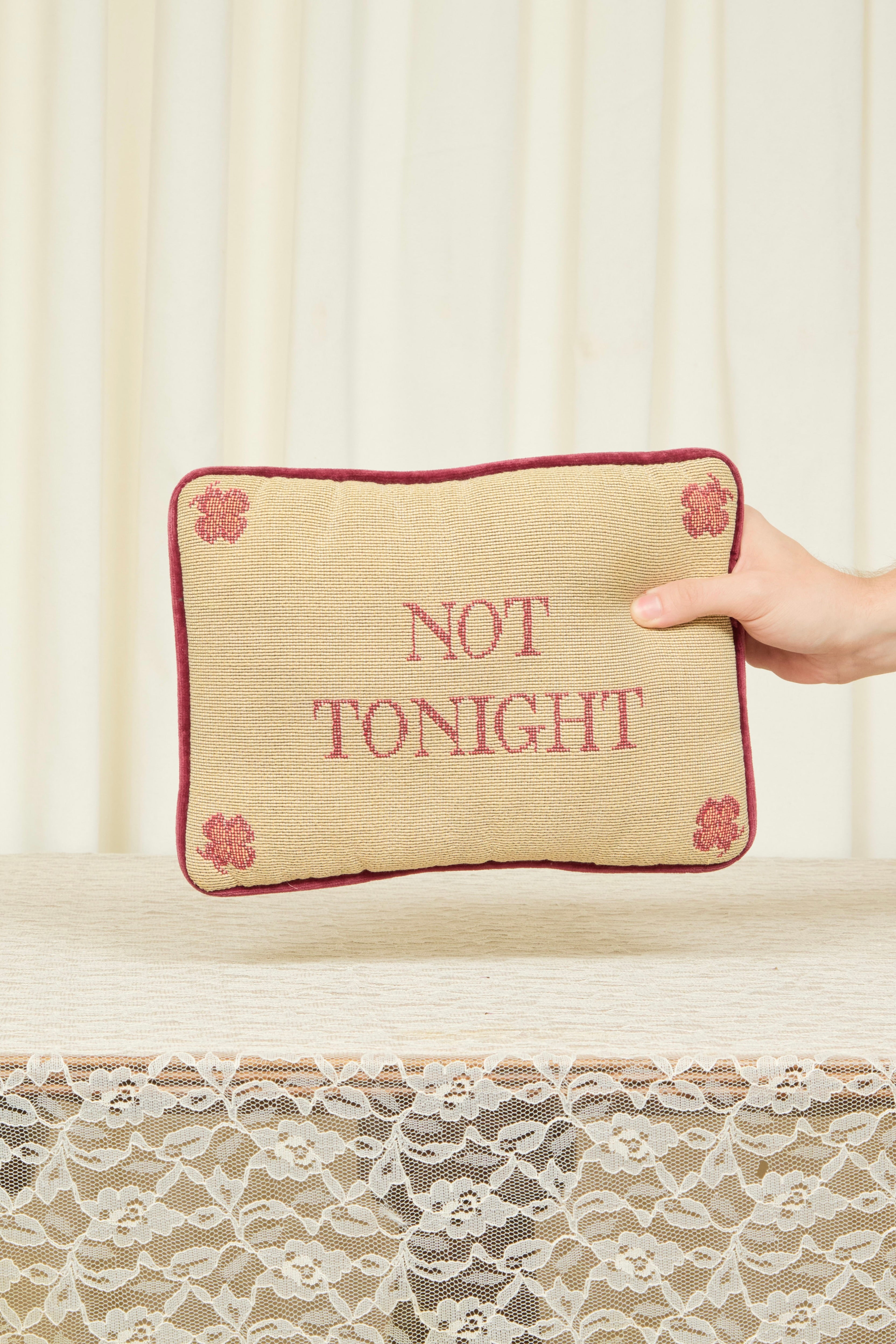 Vintage "Tonight/Not Tonight" Pillow