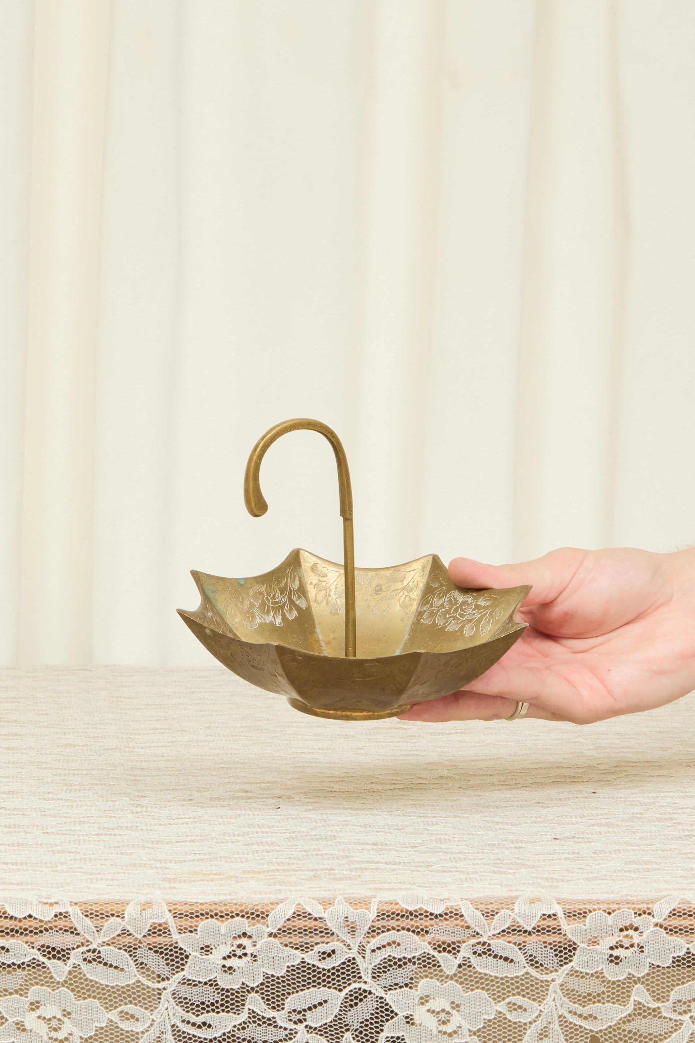 Vintage Brass Umbrella Trinket Dish