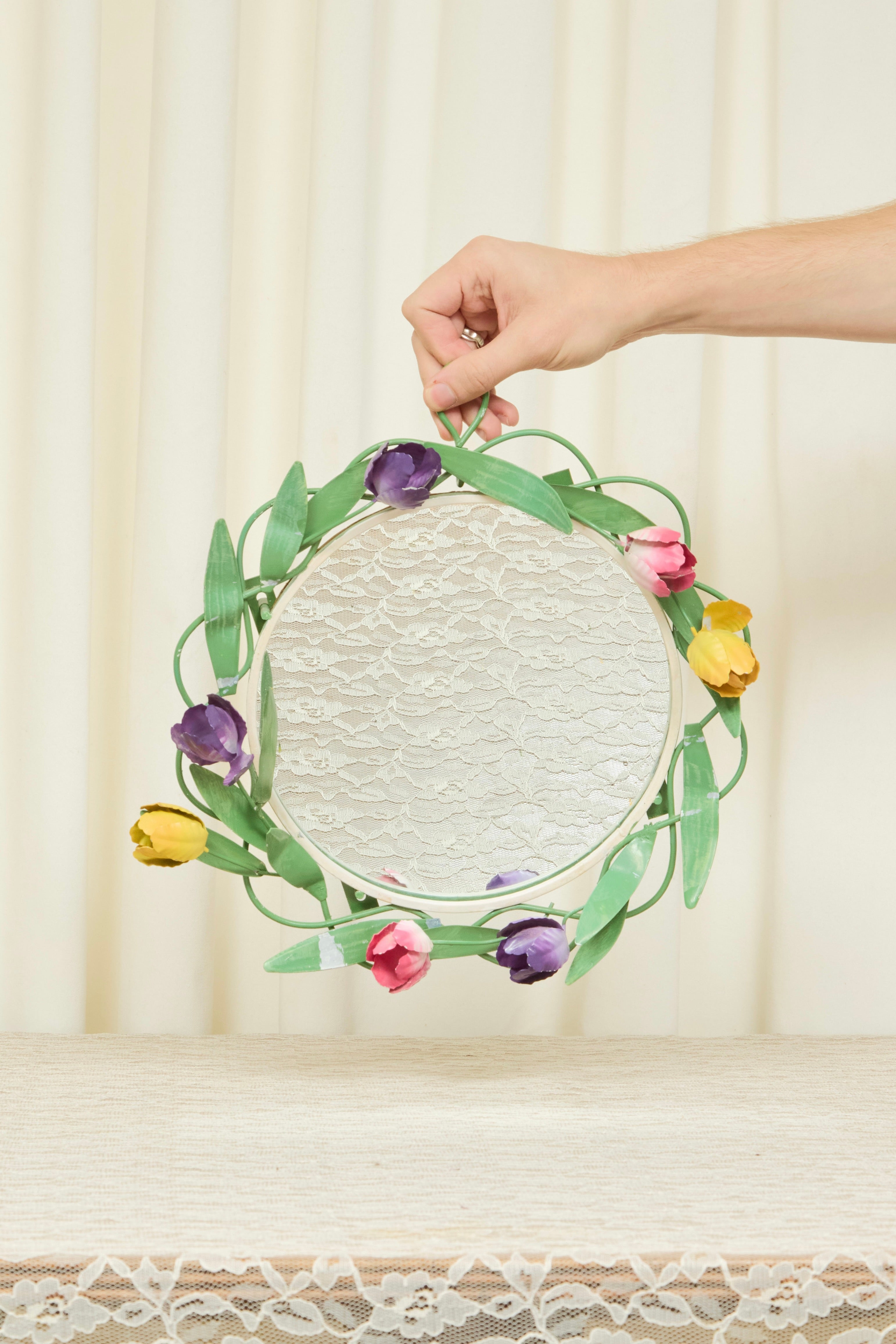 Vintage Metal Tulip Mirror