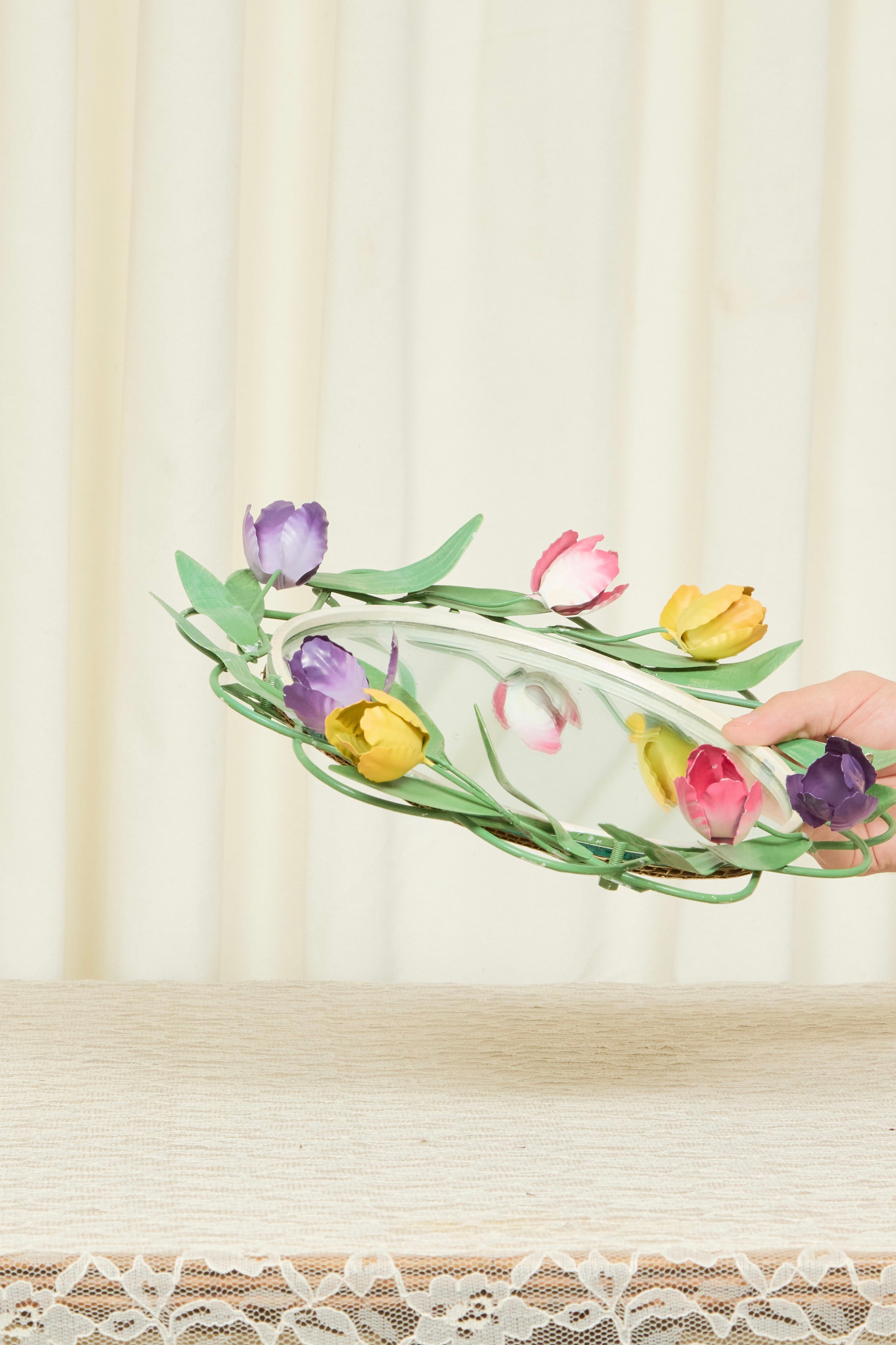 Vintage Metal Tulip Mirror