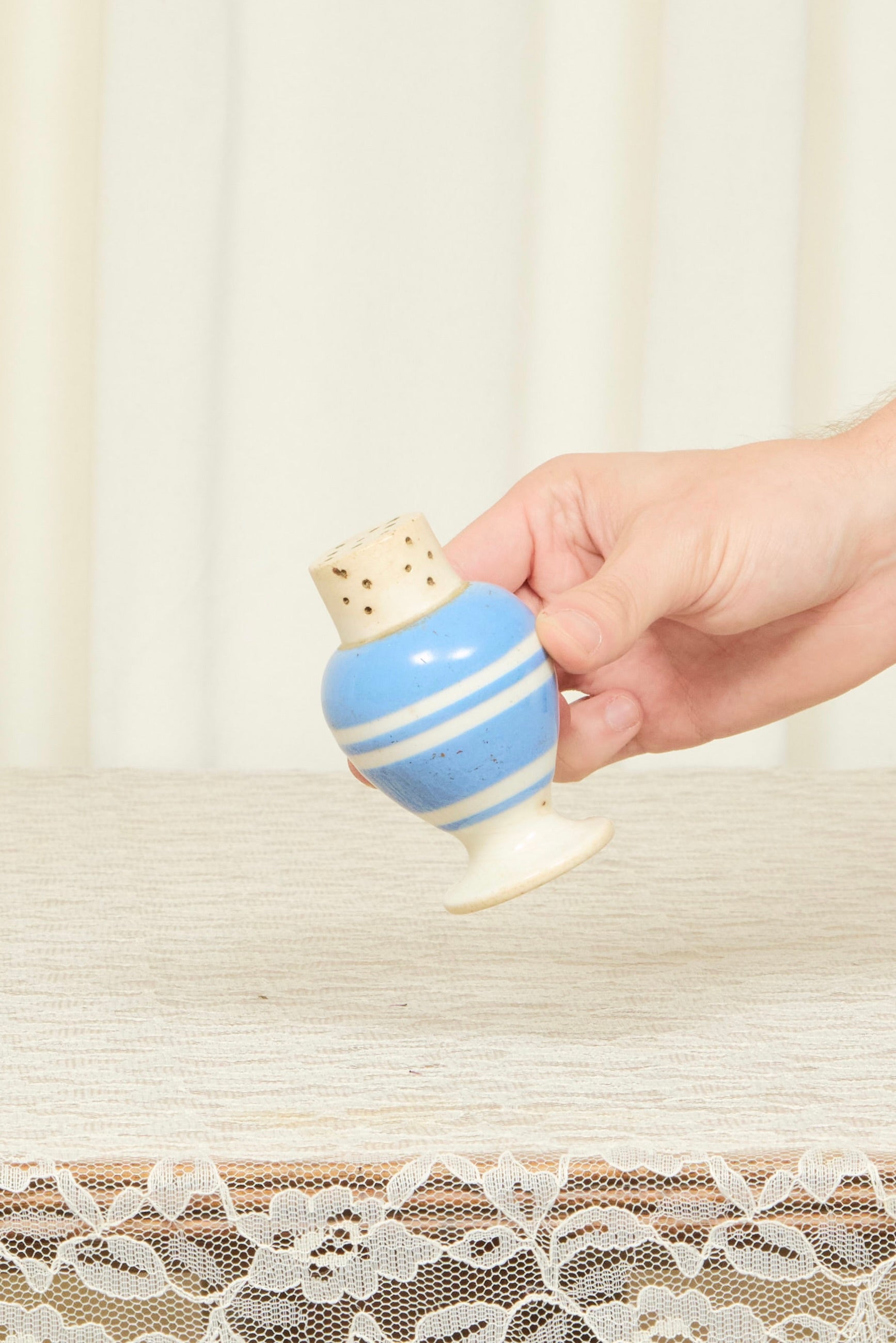 Antique Mocha Ware Salt Shaker