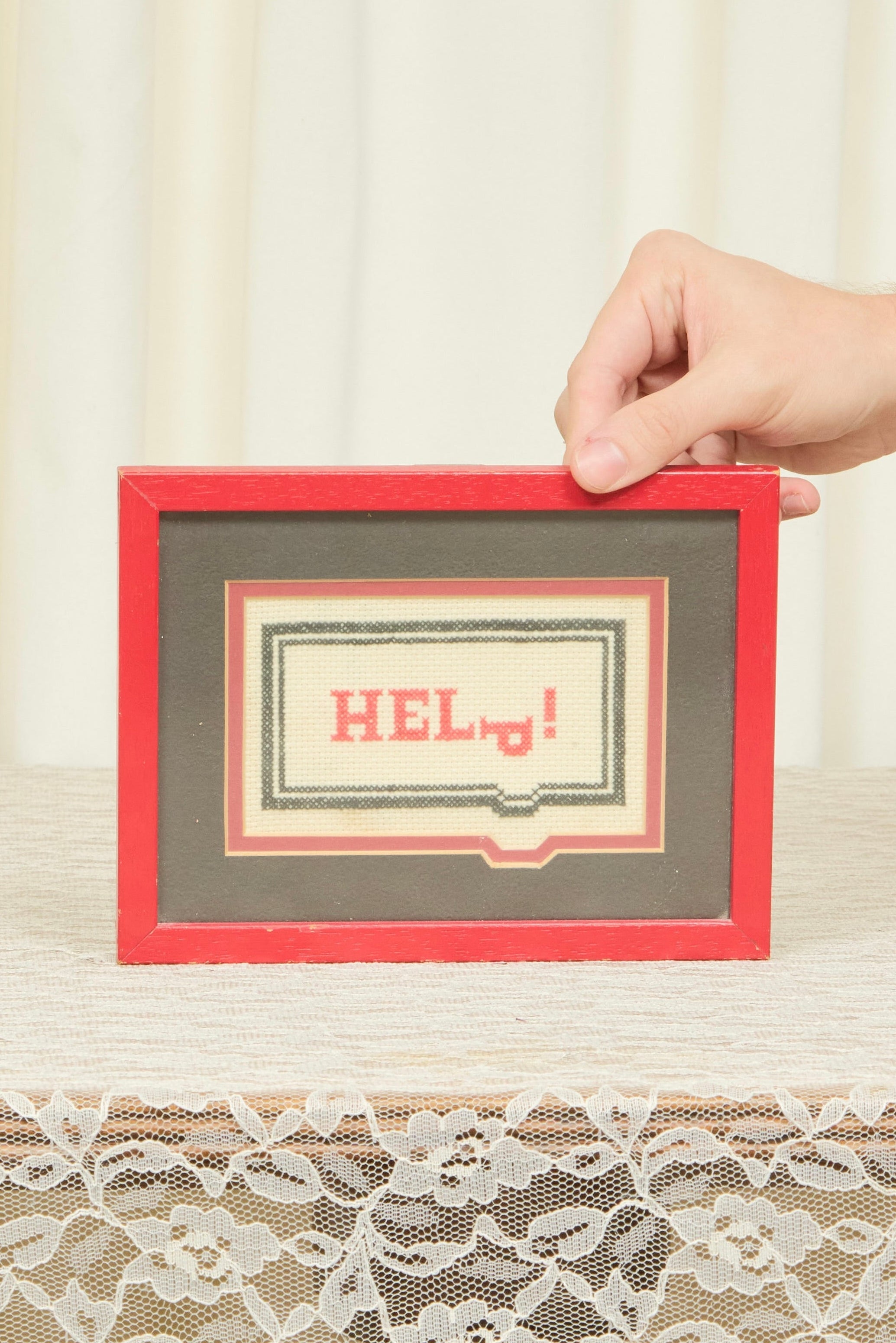 Vintage "Help" Frame Cross Stitch