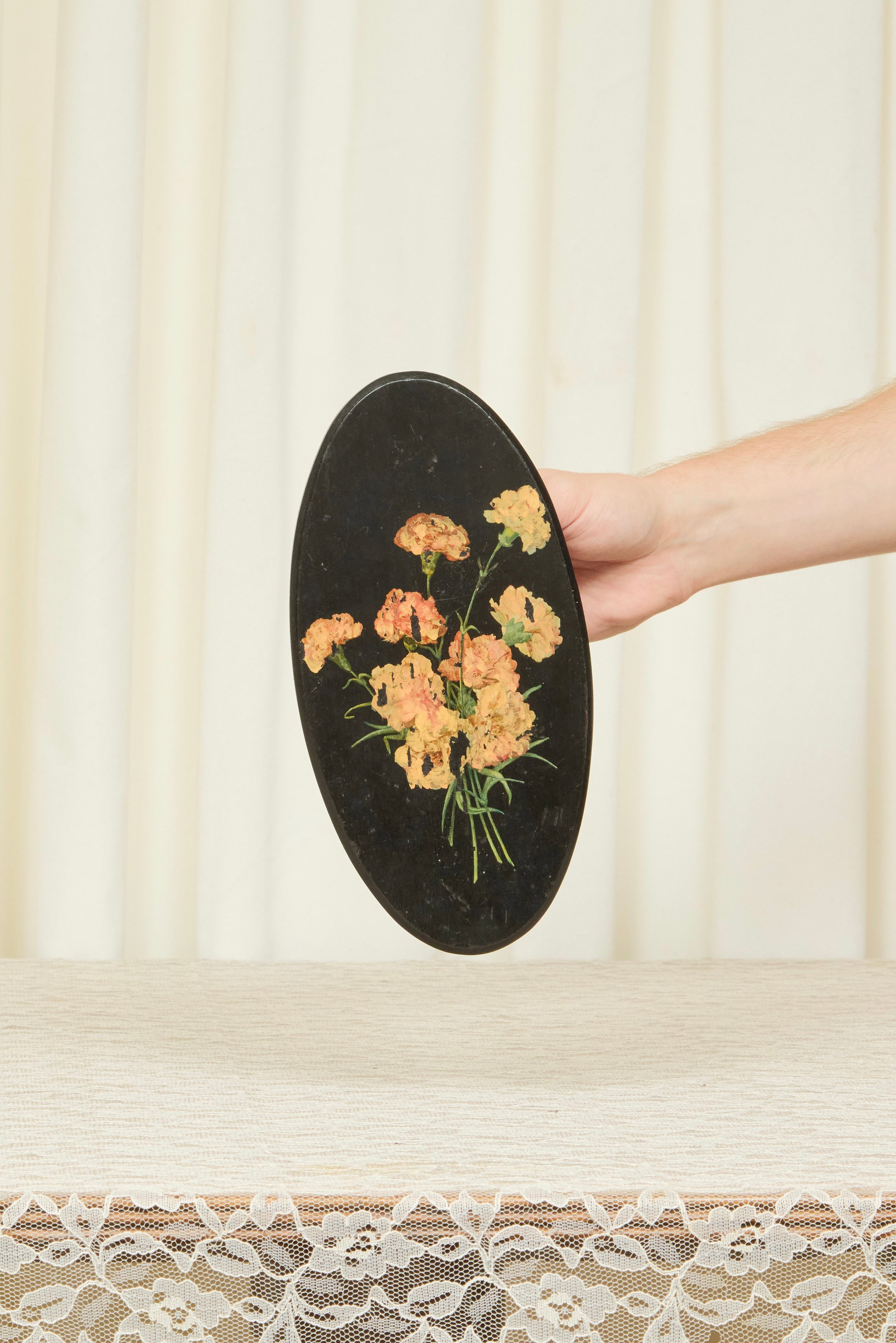 Vintage Painted Floral Plaque