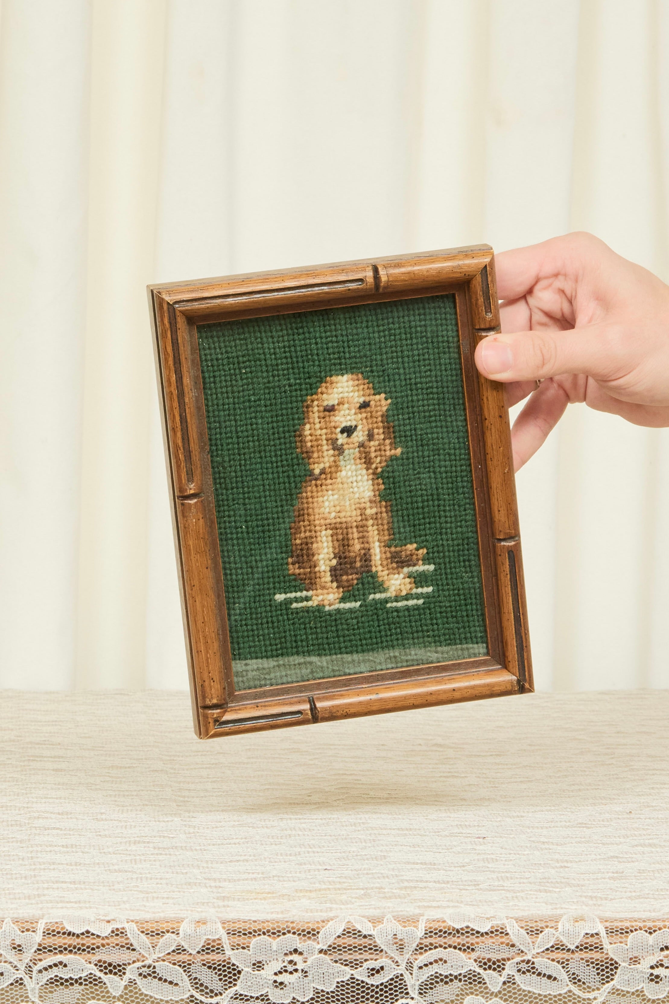 Vintage Spaniel Framed Needlepoint