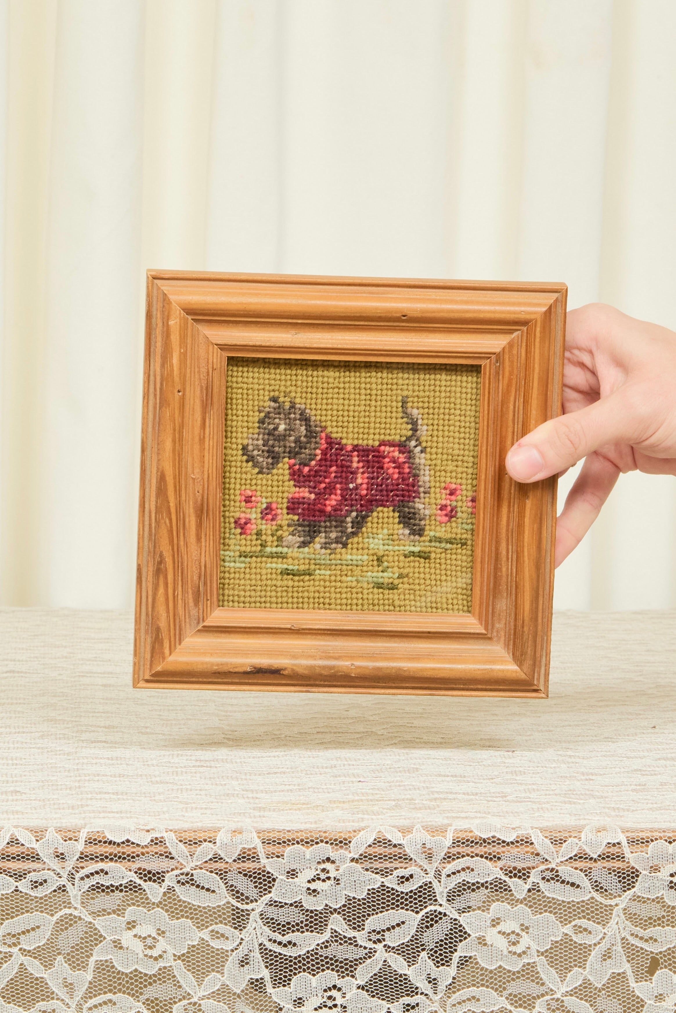 Vintage Terrier Framed Needlepoint