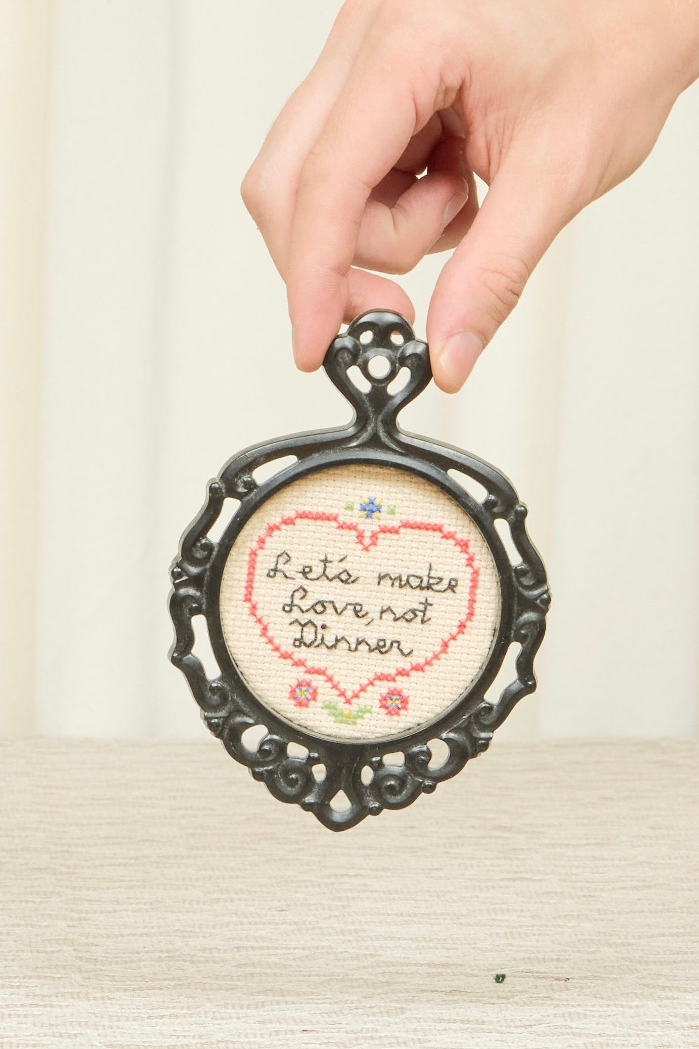 Vintage "Make Love Not Dinner" Cross Stitch