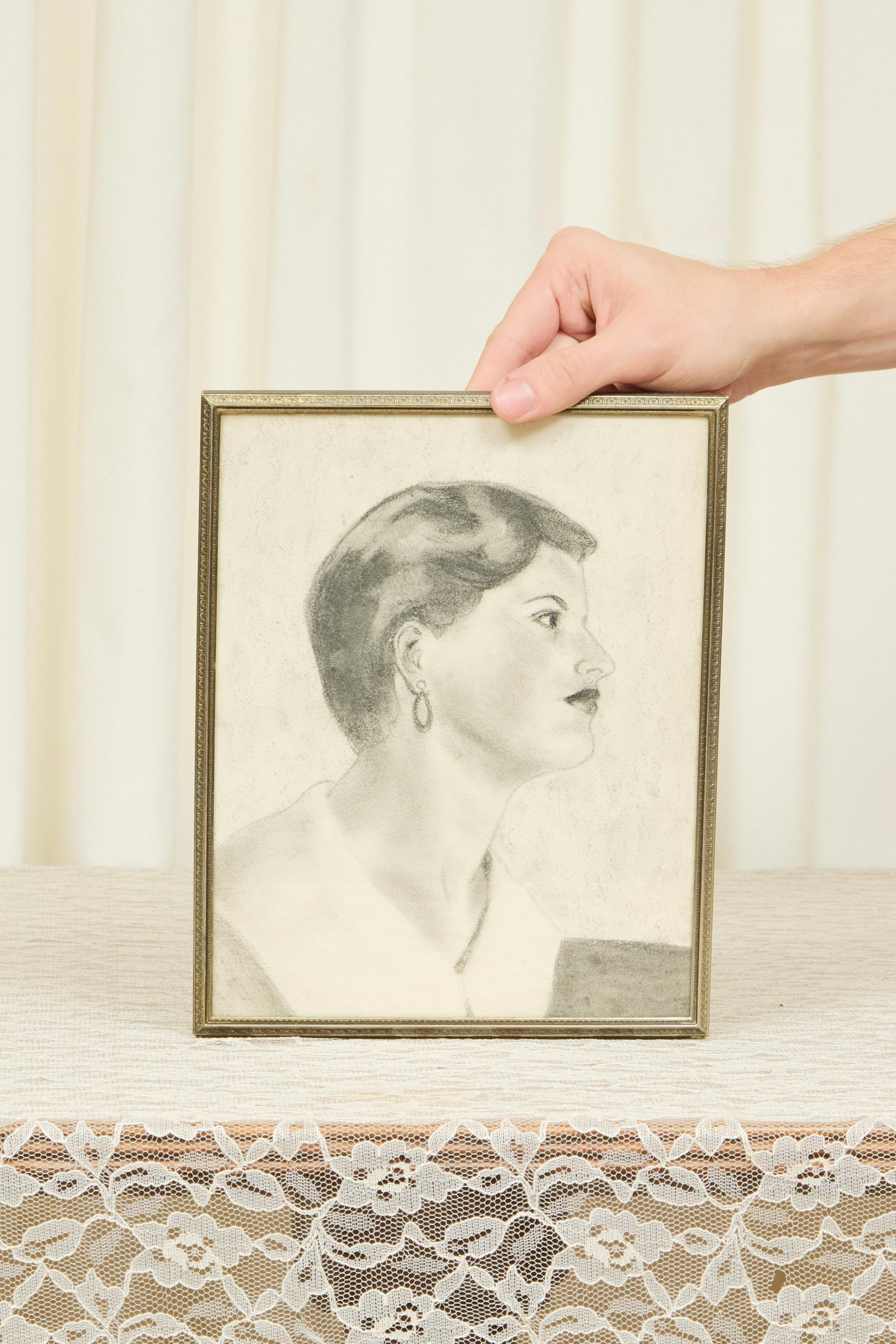 Vintage Charcoal Portrait of a Woman