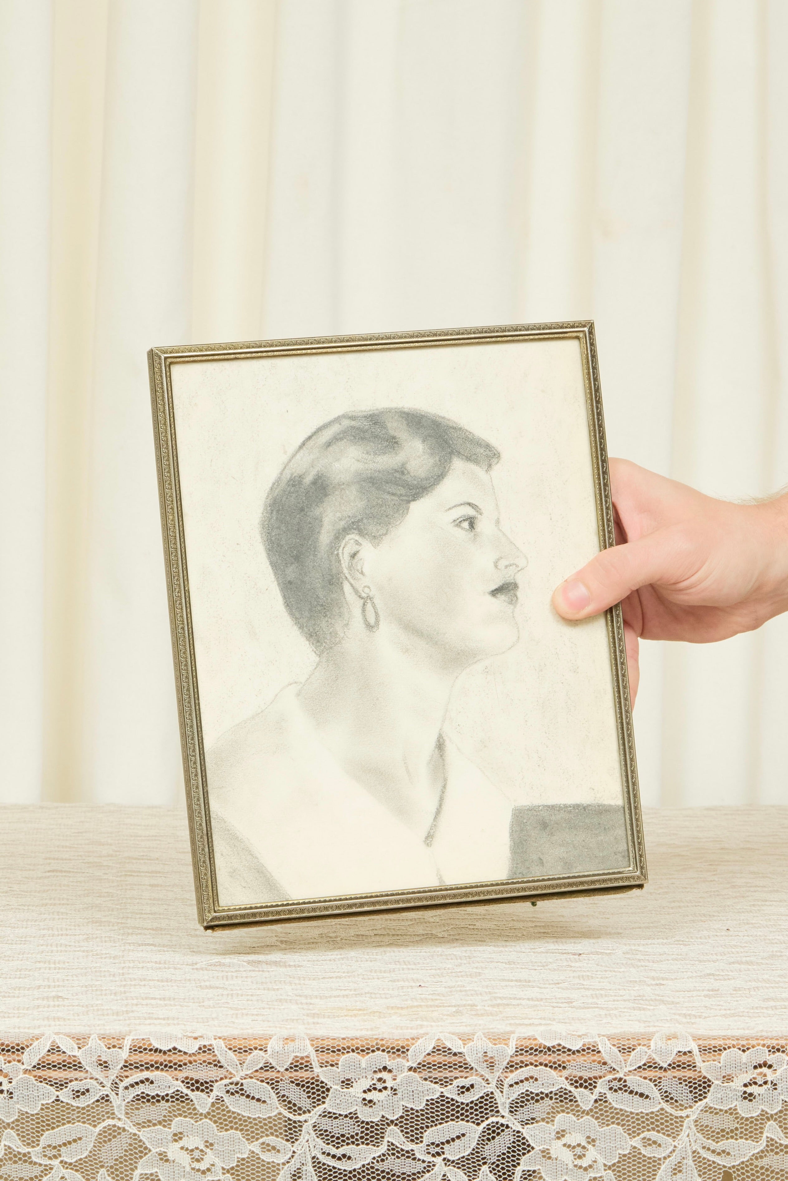 Vintage Charcoal Portrait of a Woman