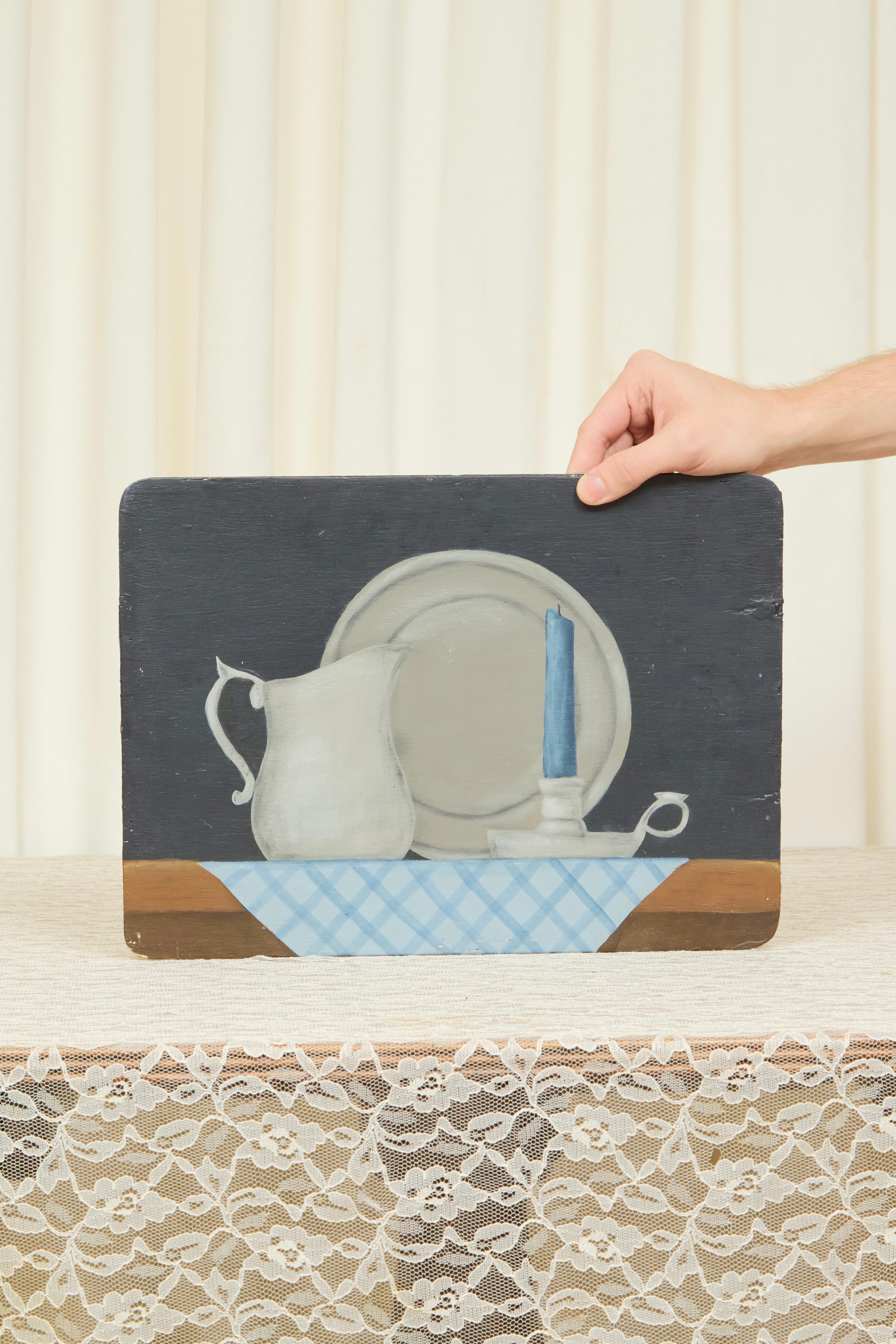 Vintage Pewter Painted Still Life