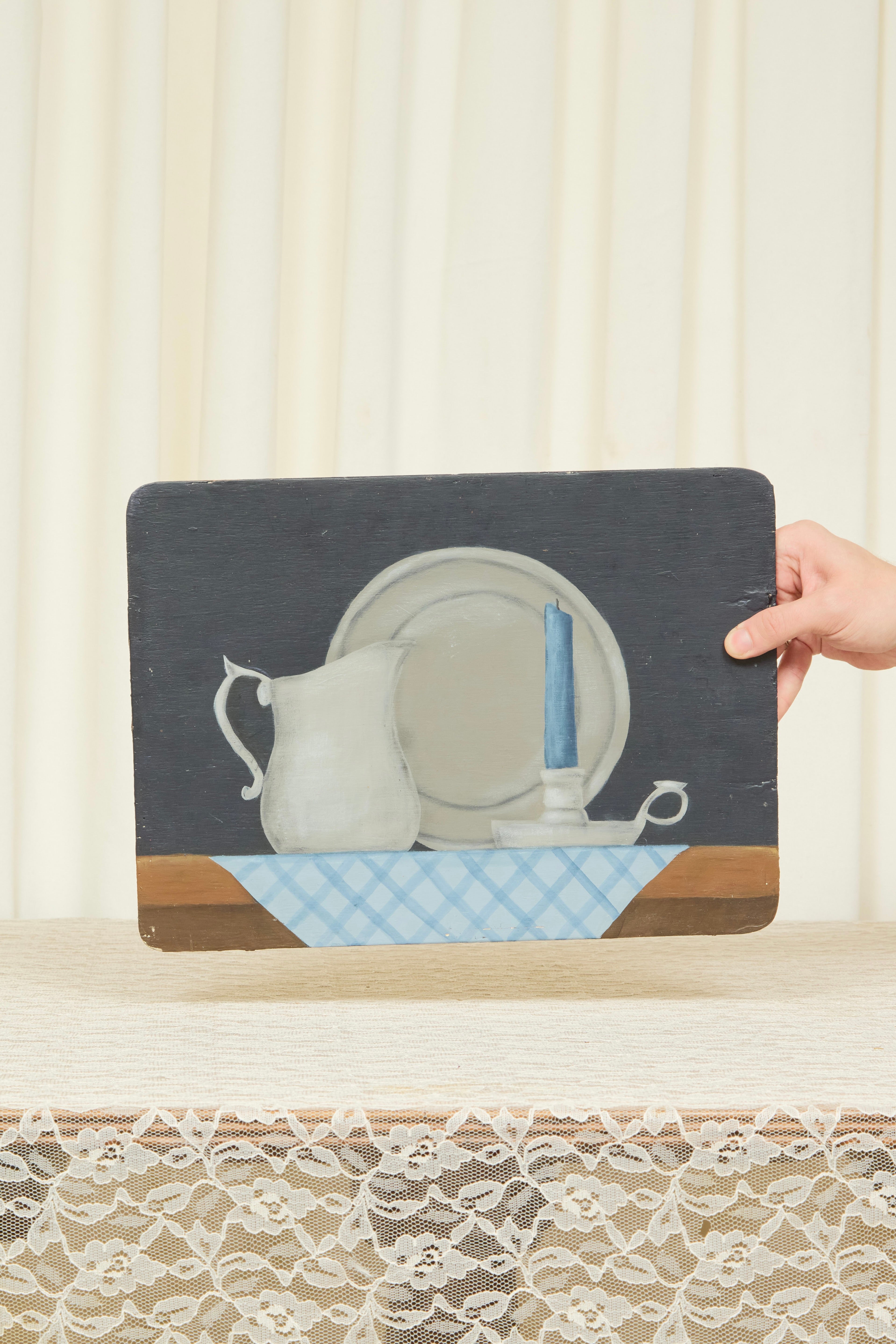 Vintage Pewter Painted Still Life