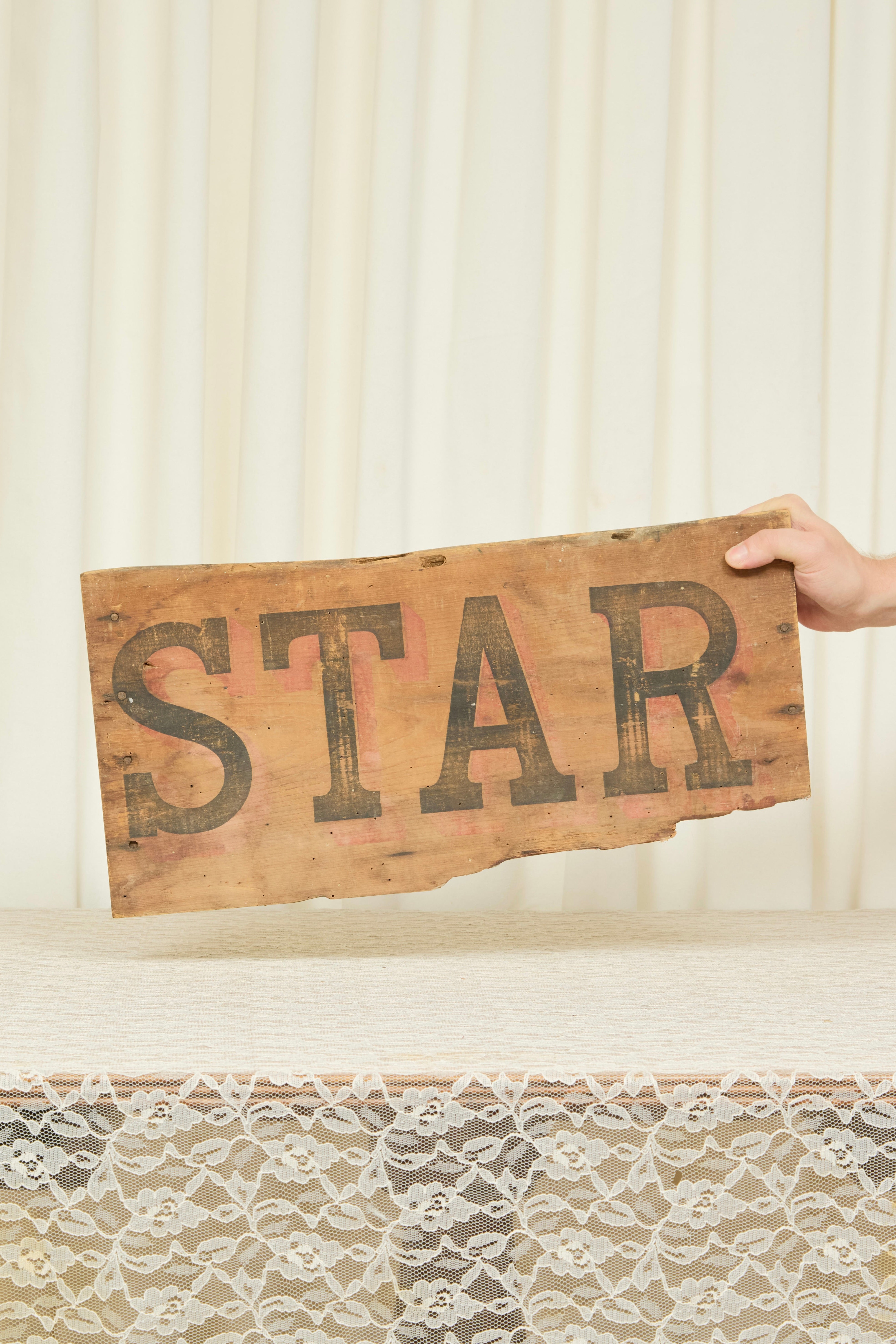 Vintage  Wooden "Star" Sign