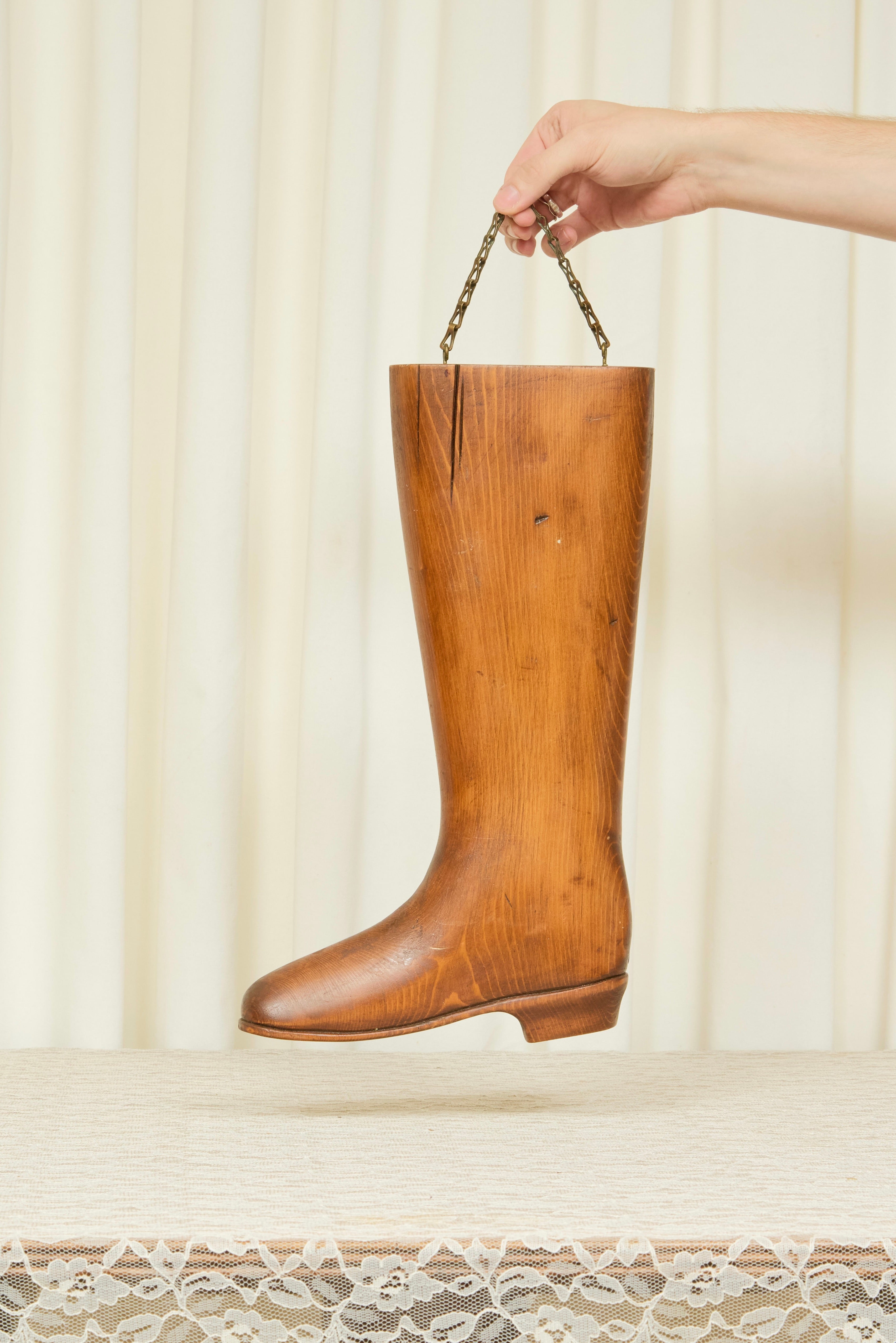 Vintage Wooden Hanging Boot