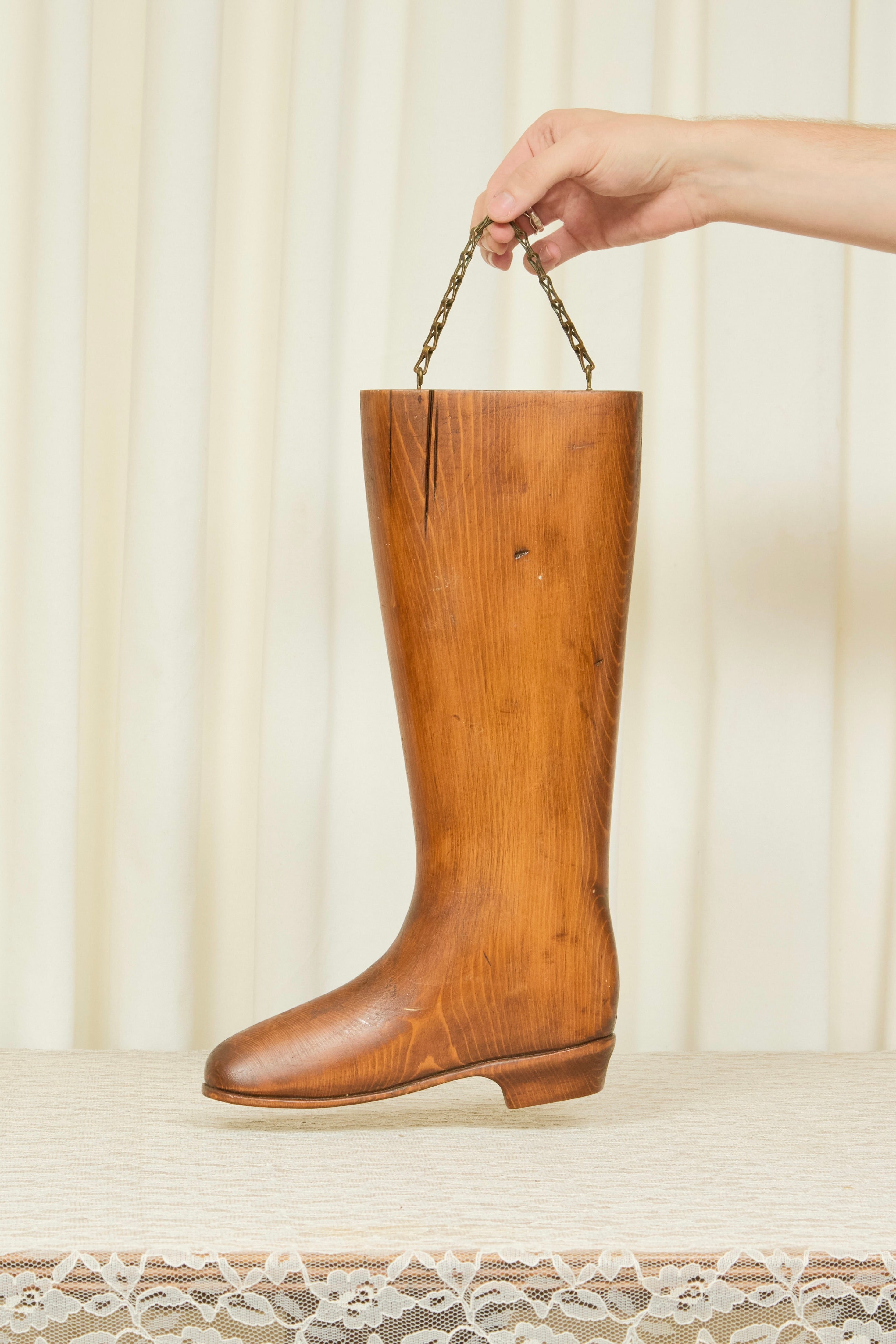 Vintage Wooden Hanging Boot