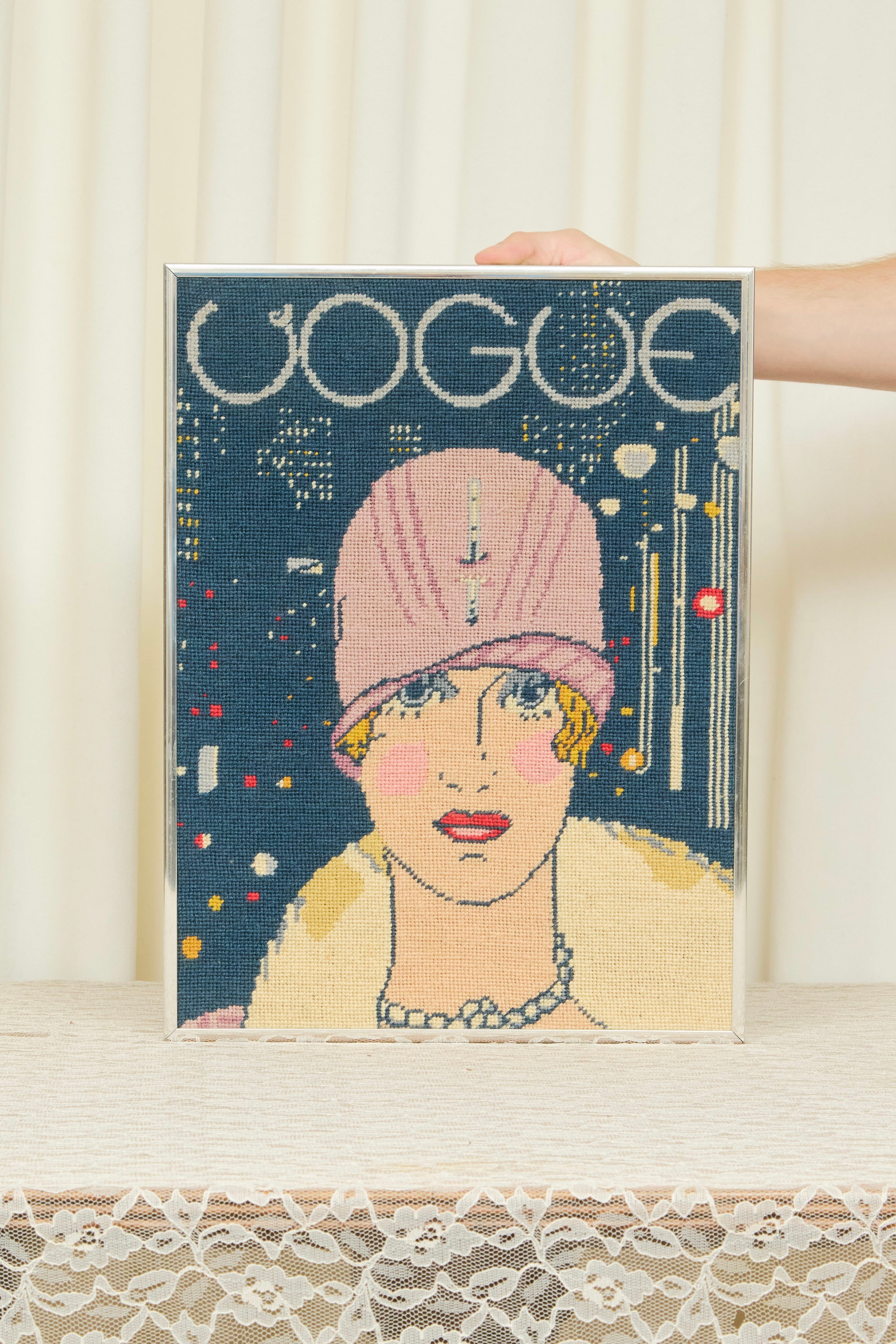 Vintage "Vogue" Framed Needlepoint