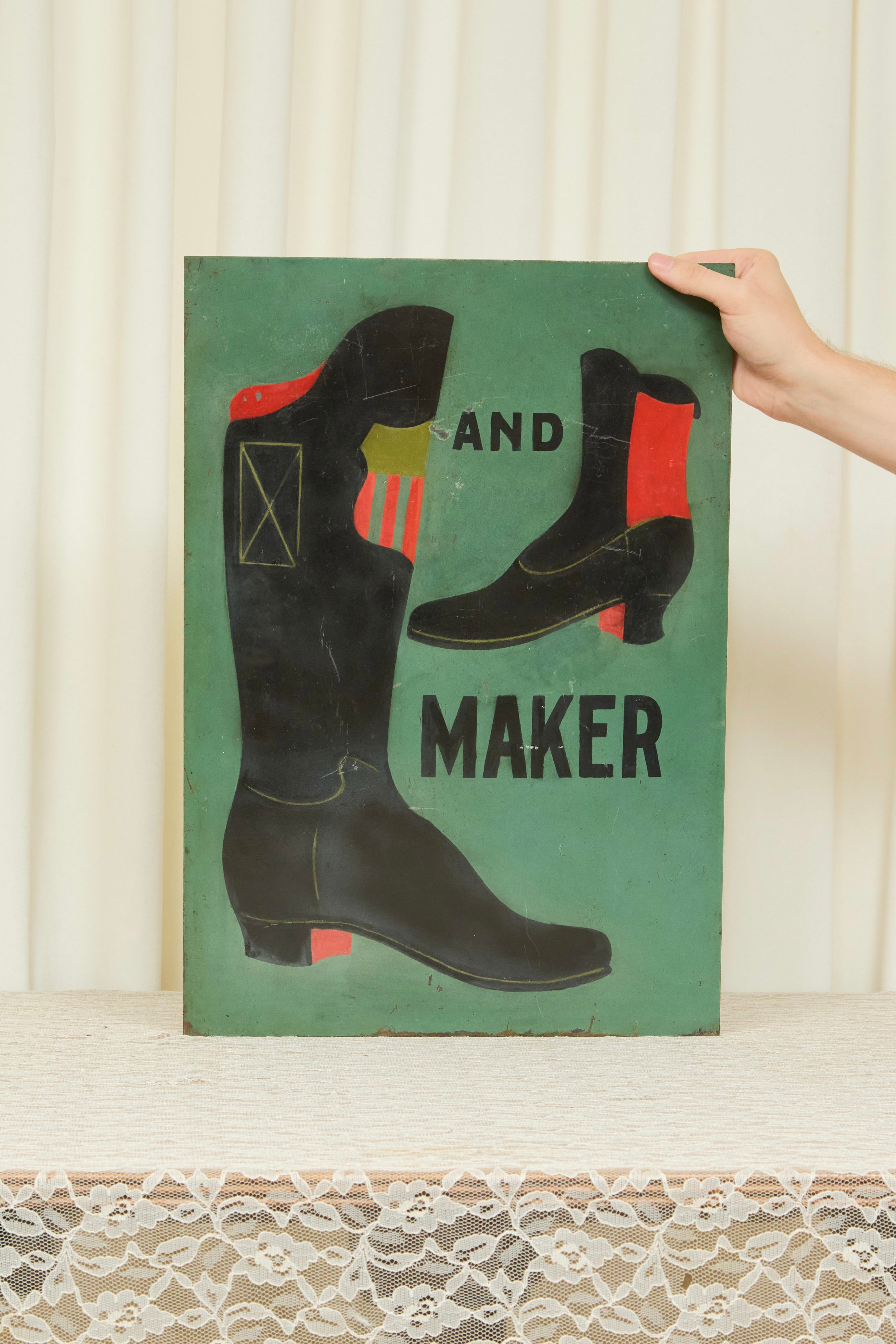 Vintage Boot Makers Metal Shop Sign