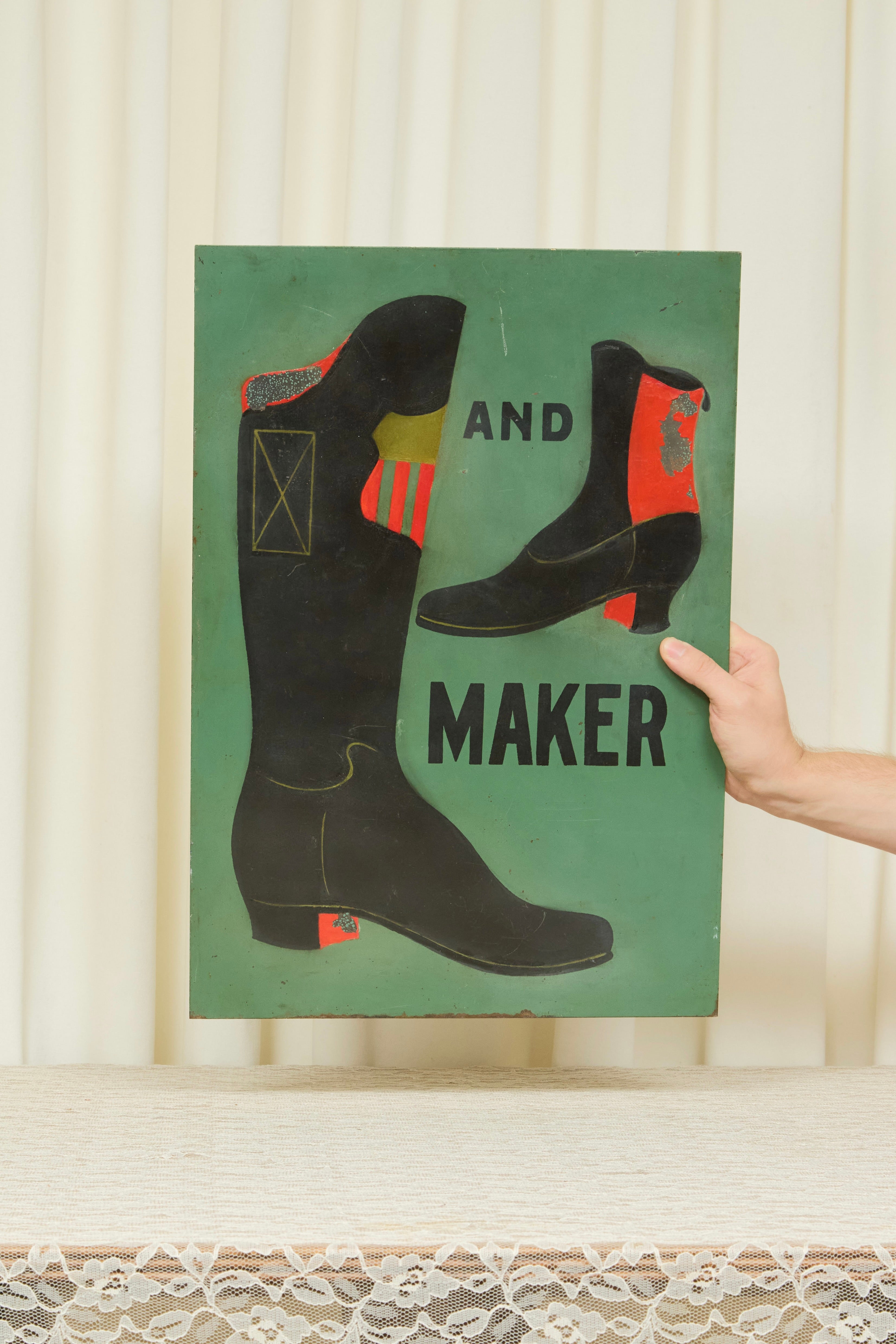Vintage Boot Makers Metal Shop Sign